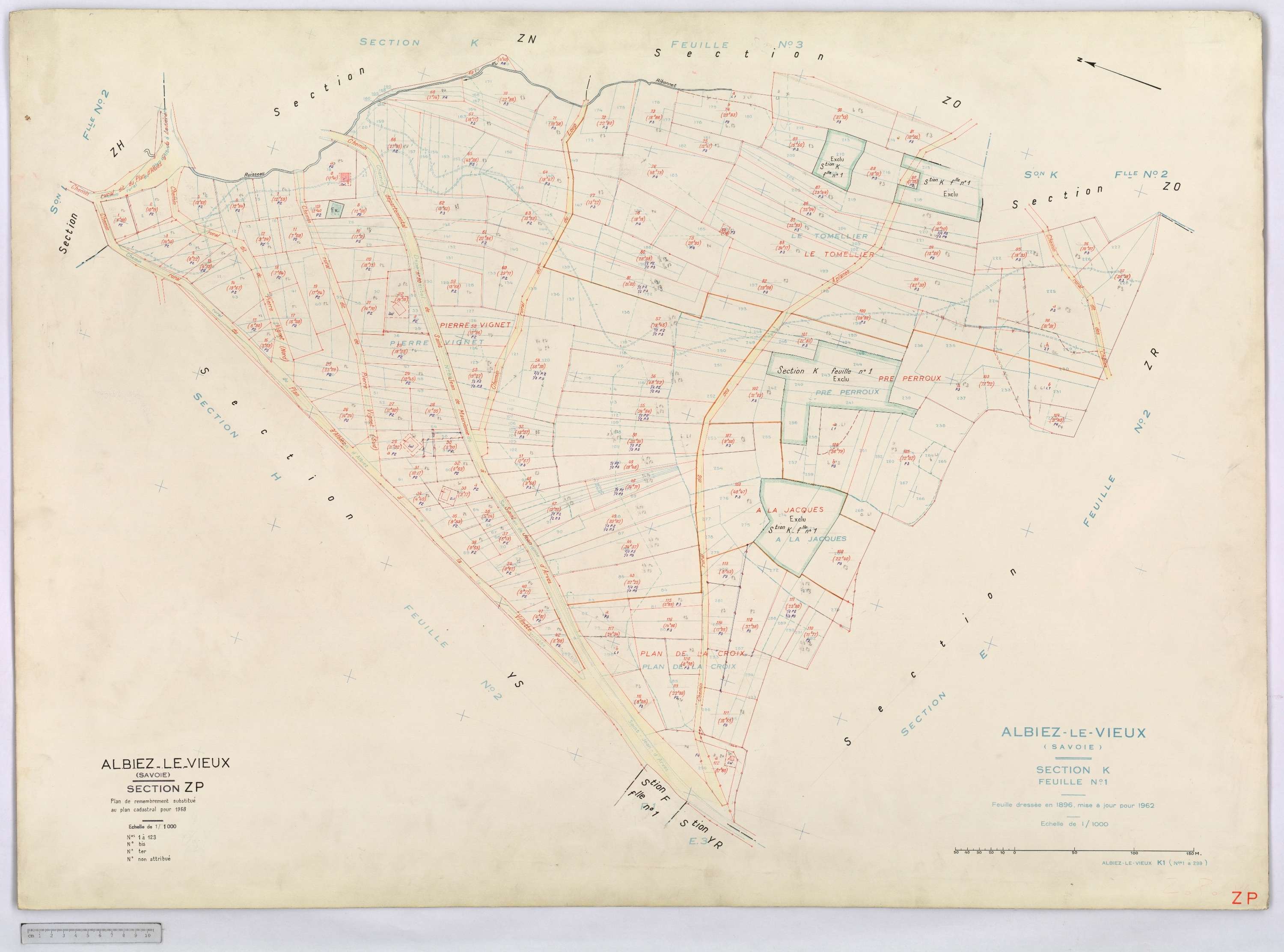 Albiez-Montrond - Cadastre remembré (1968).