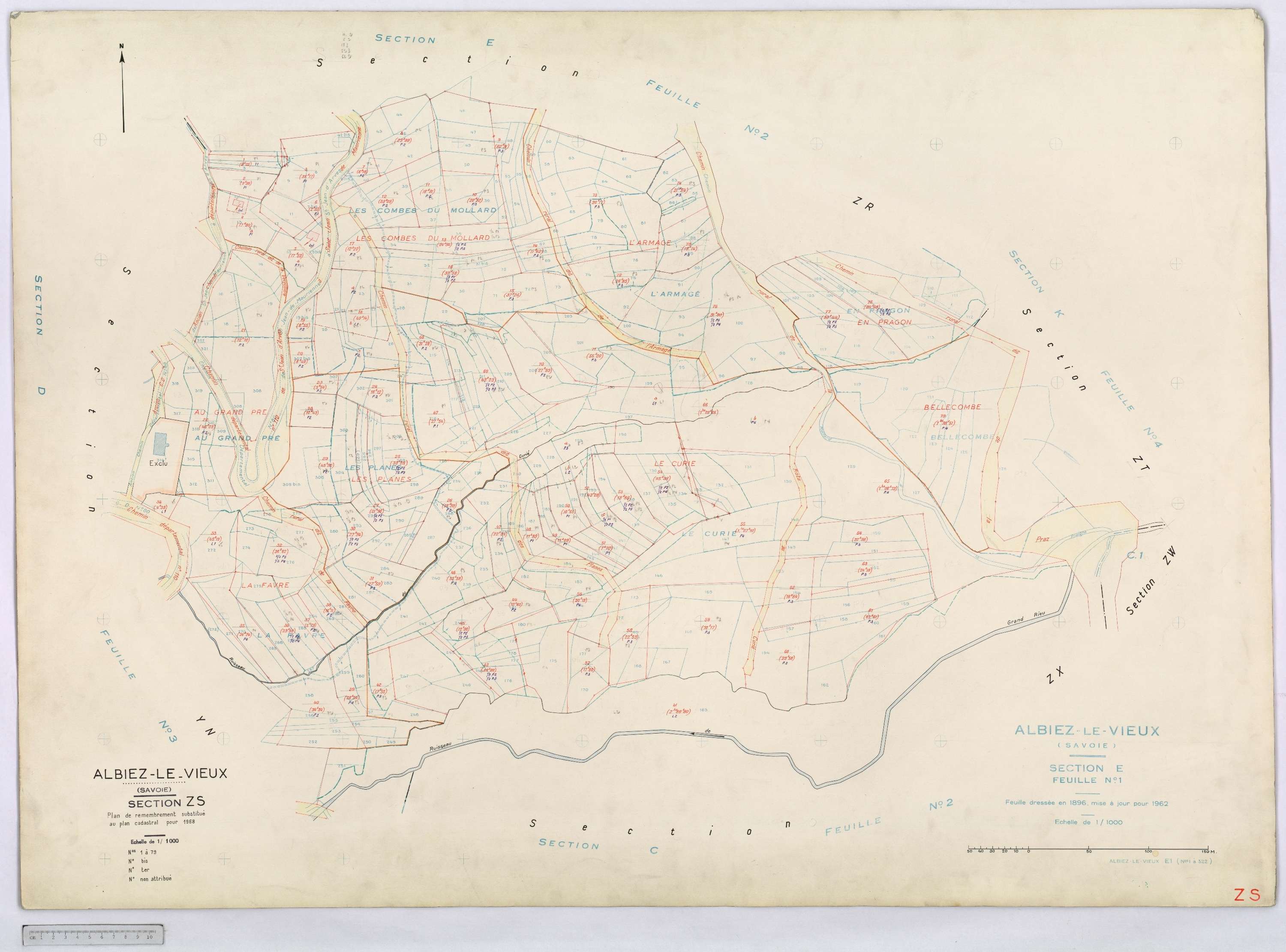 Albiez-Montrond - Cadastre remembré (1968).