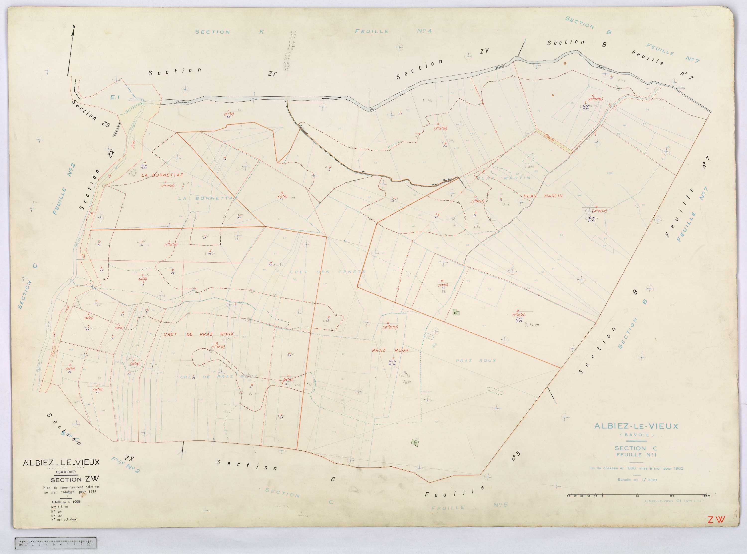 Albiez-Montrond - Cadastre remembré (1968).