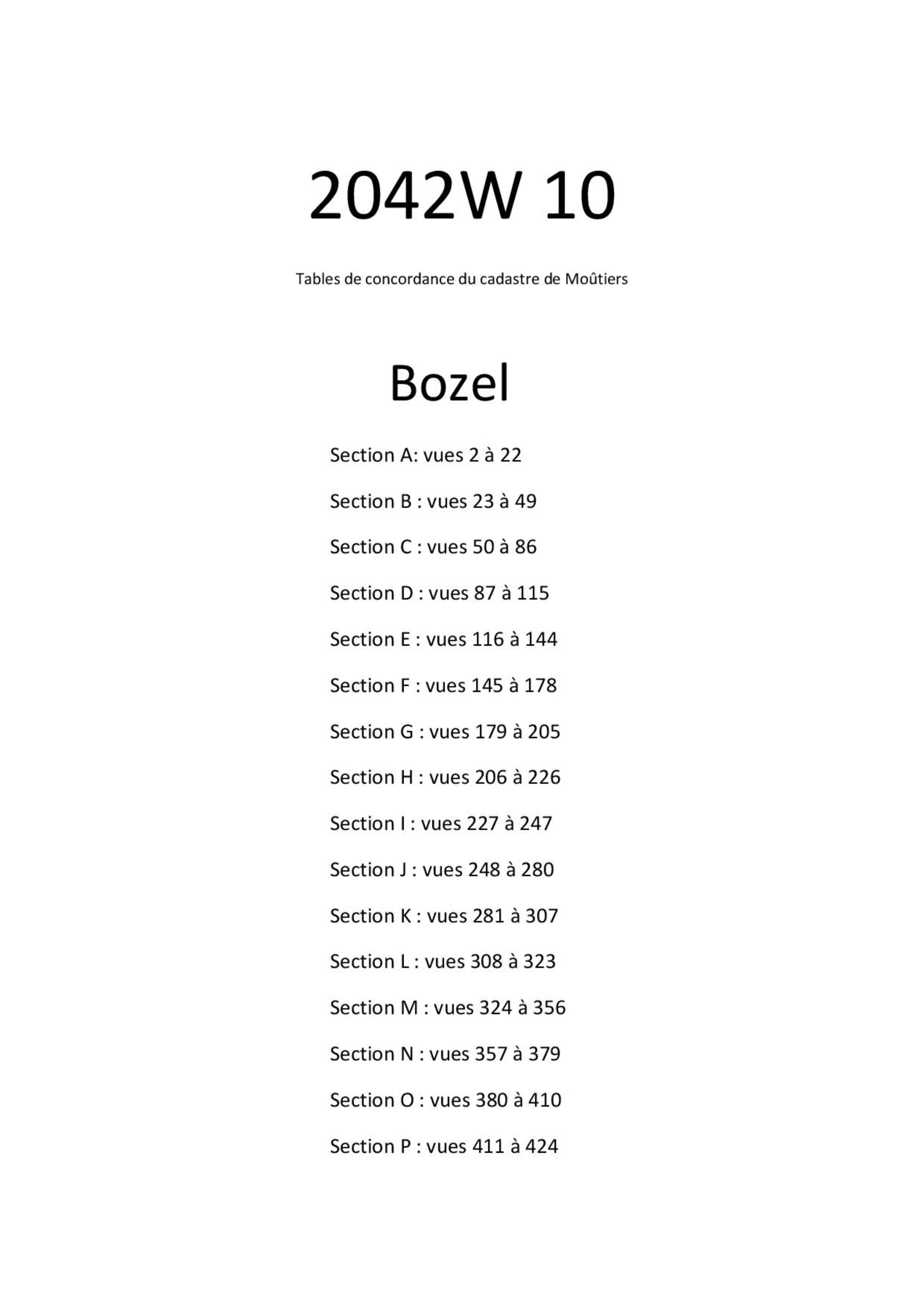 Allues - Tables de concordances - Commune de Bozel