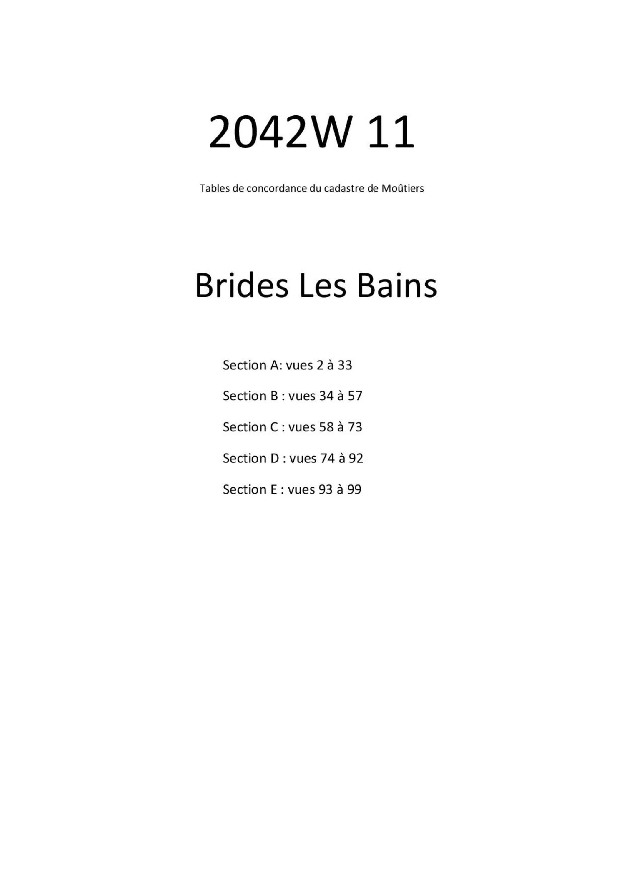 Allues - Tables de concordances - Commune de Brides-Les-Bains