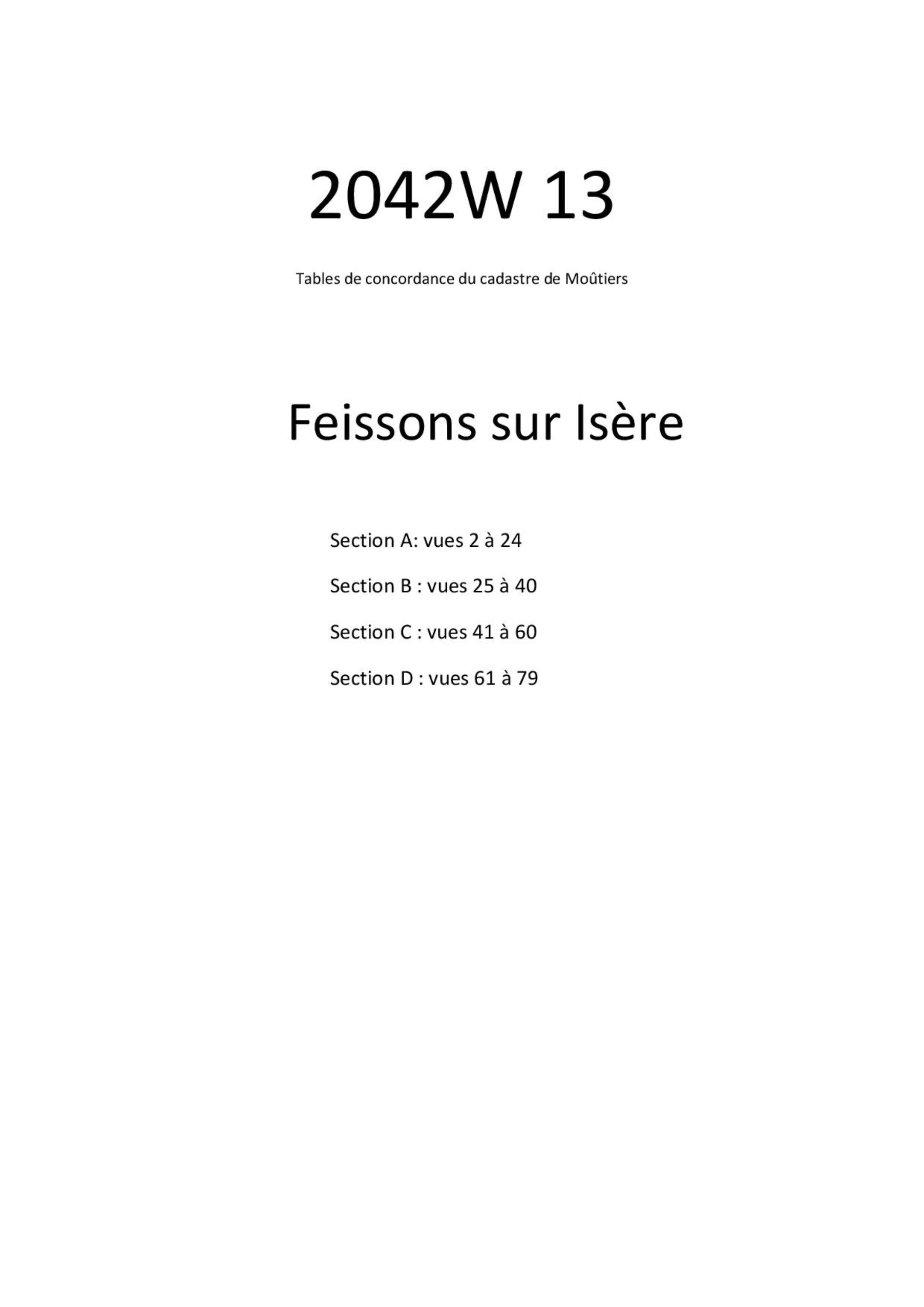 Allues - Tables de concordances - Commune de Feissons-sur-Isère