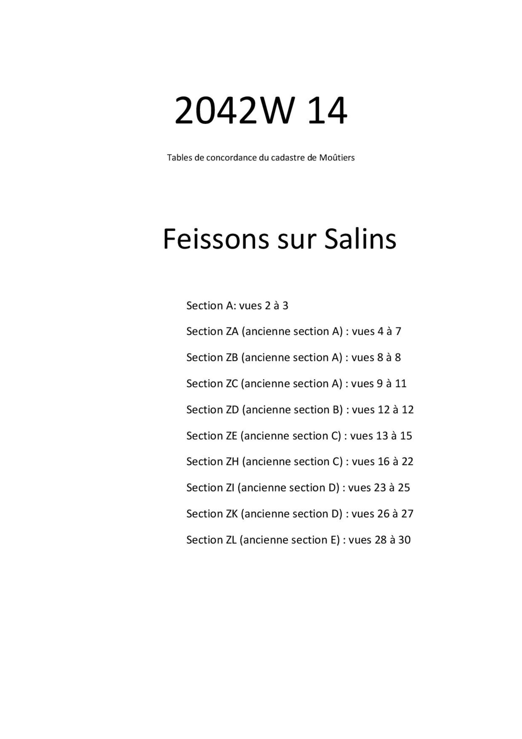 Allues - Tables de concordances - Commune de Feissons-sur-Salins