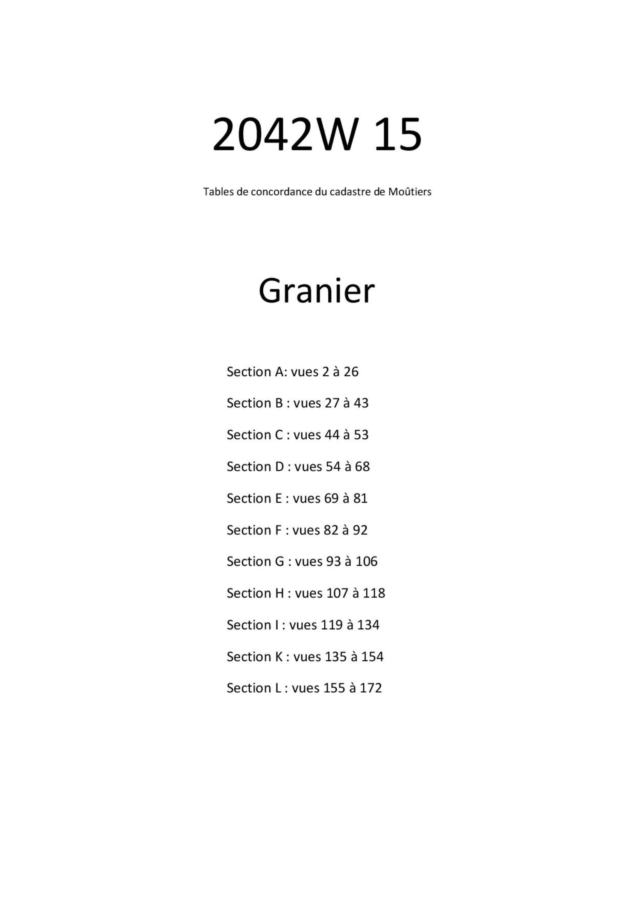 Allues - Tables de concordances - Commune de Granier
