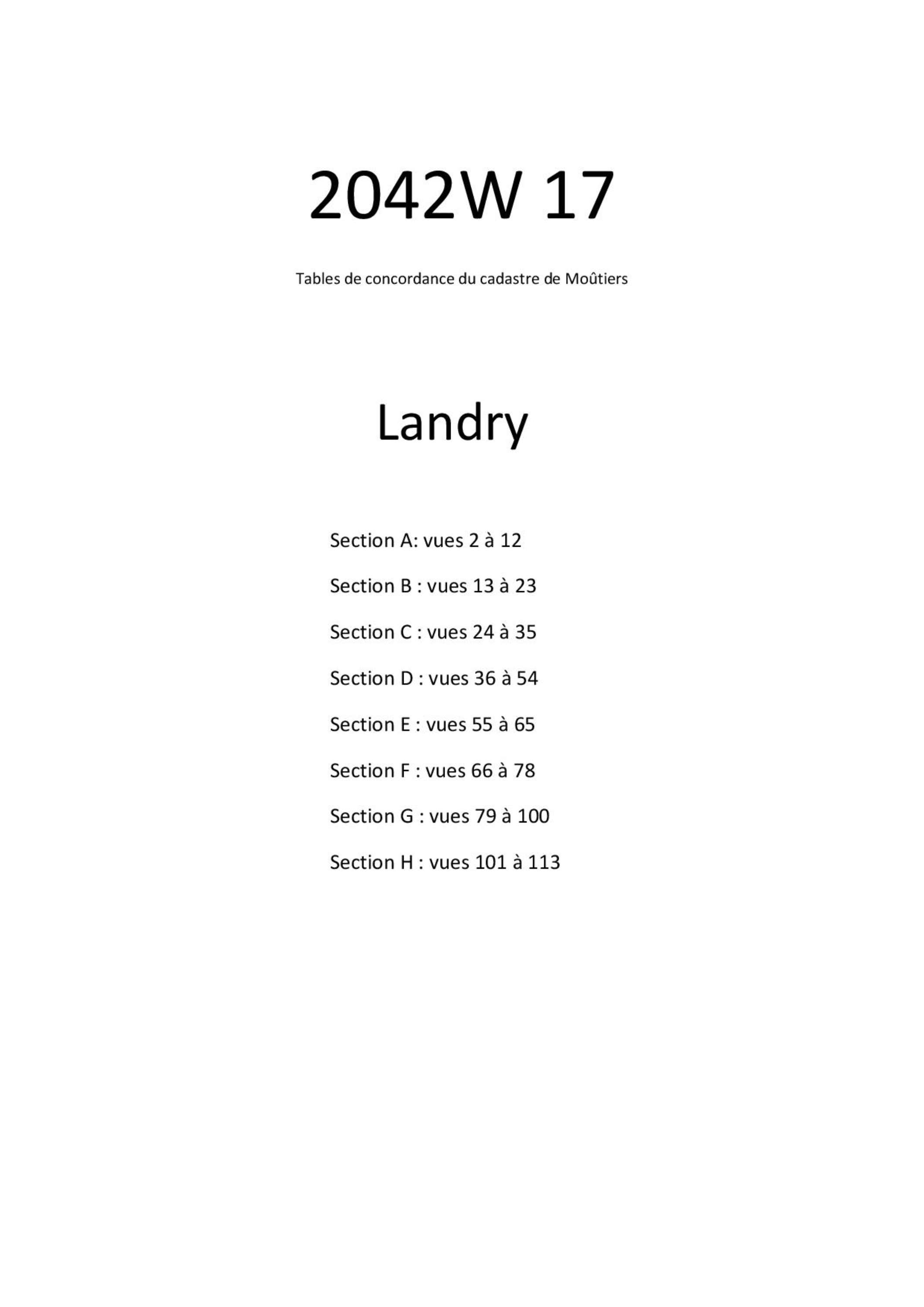 Allues - Tables de concordances - Commune de Landry