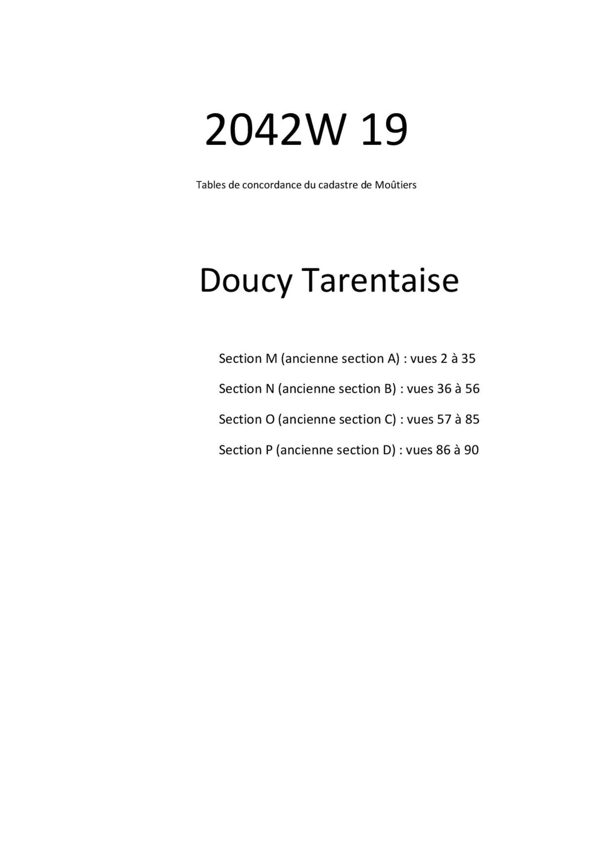 Allues - Tables de concordances - Commune de Doucy (Tarentaise)