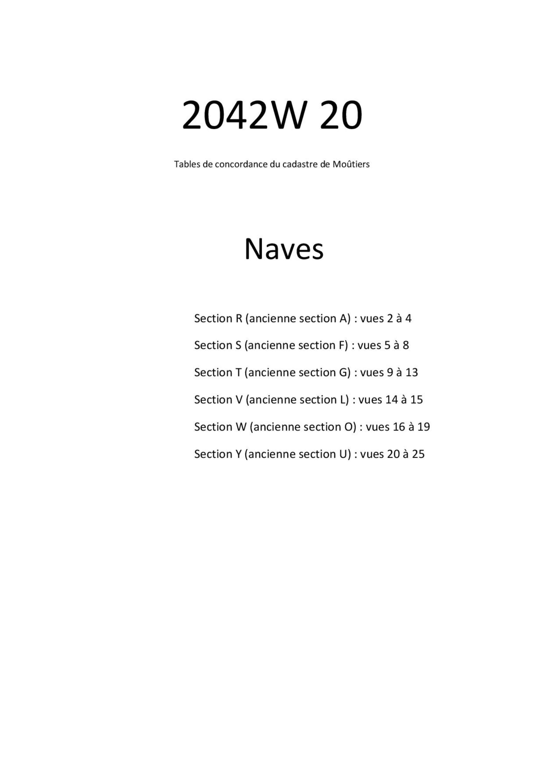 Allues - Tables de concordances - Commune de Naves
