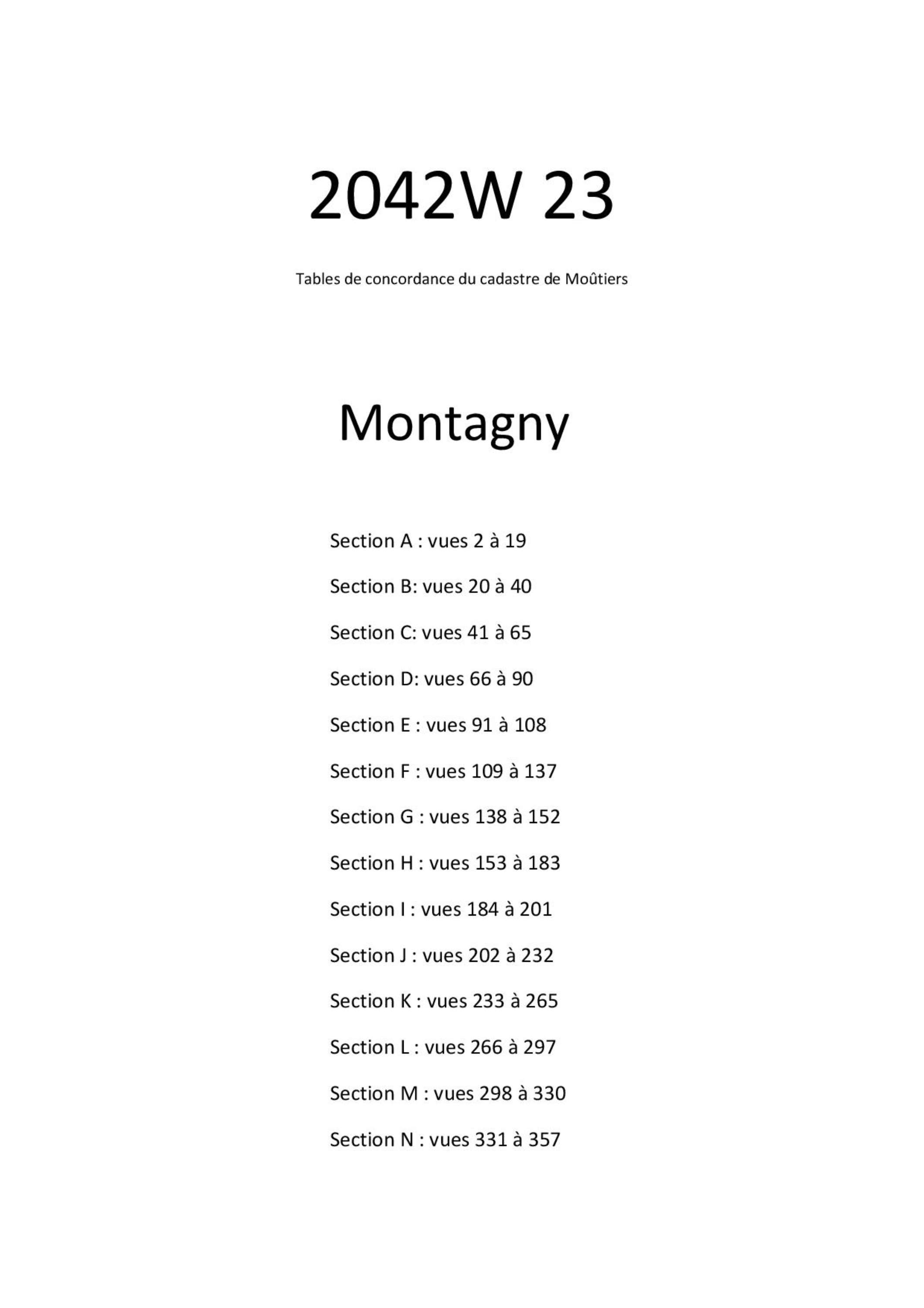 Allues - Tables de concordances - Commune de Montagny