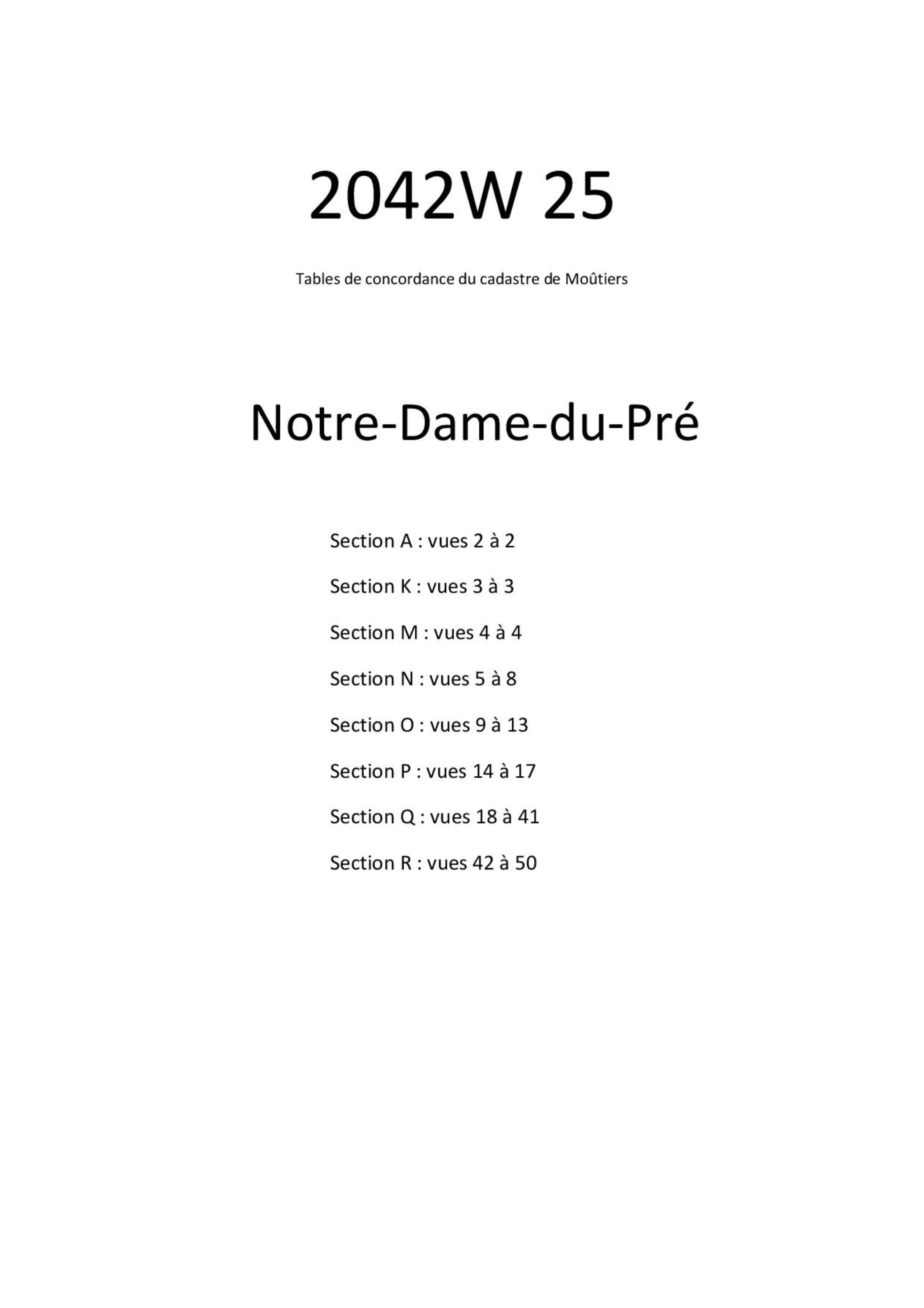 Allues - Tables de concordances - Commune de Notre-Dame-du-Pré