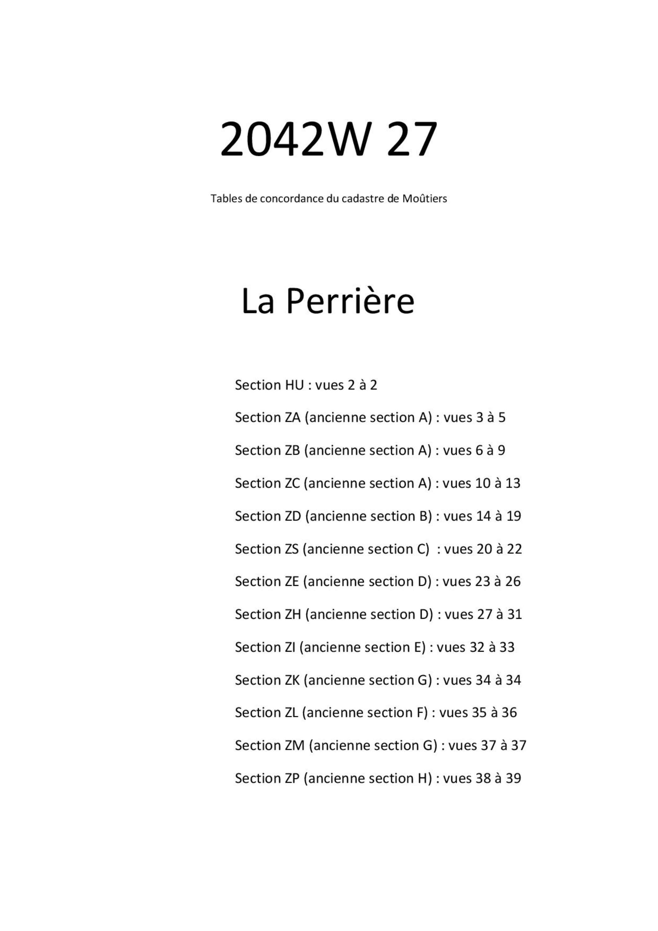 Allues - Tables de concordances - Commune de La Perrière