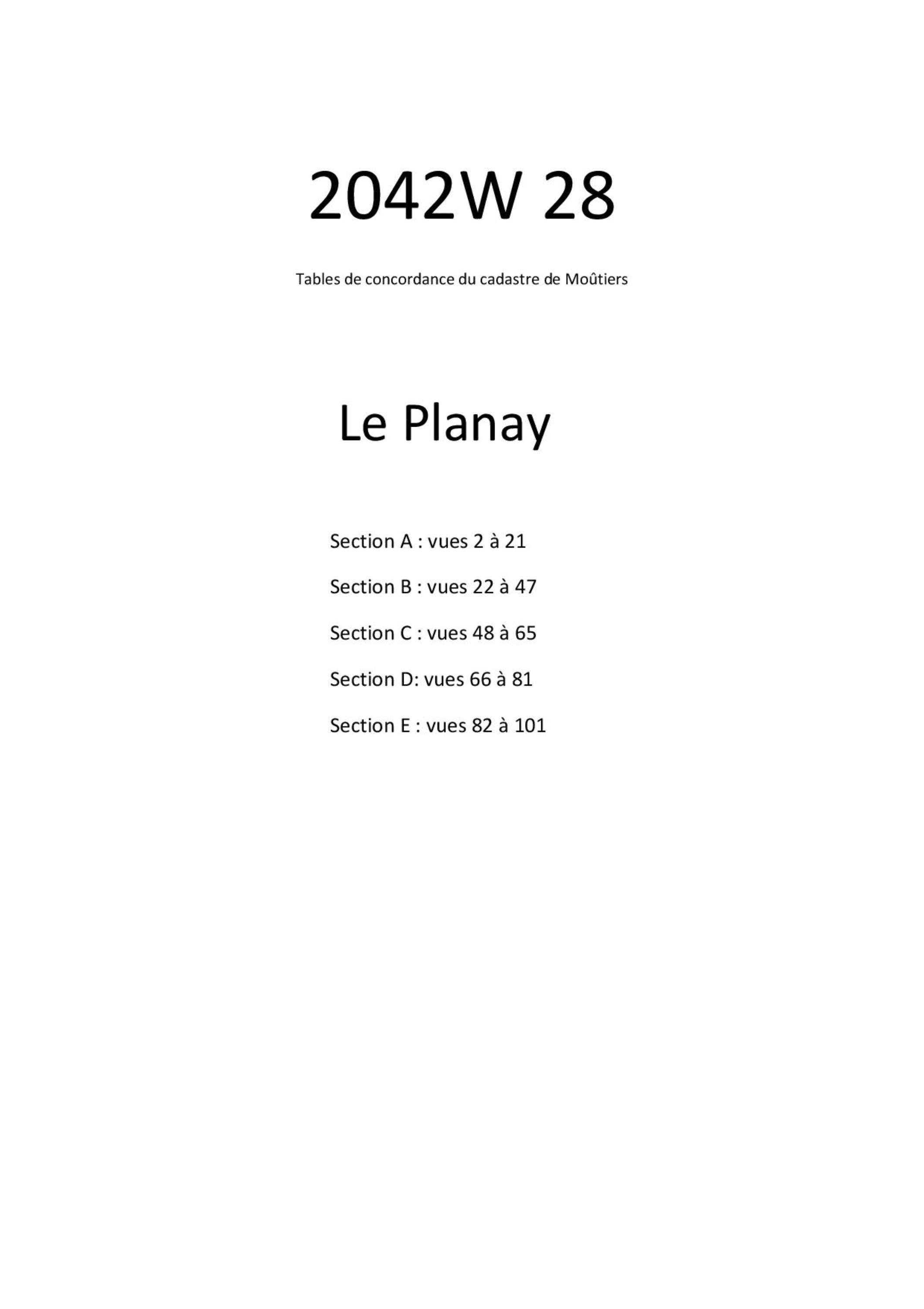 Allues - Tables de concordances - Commune de Planay