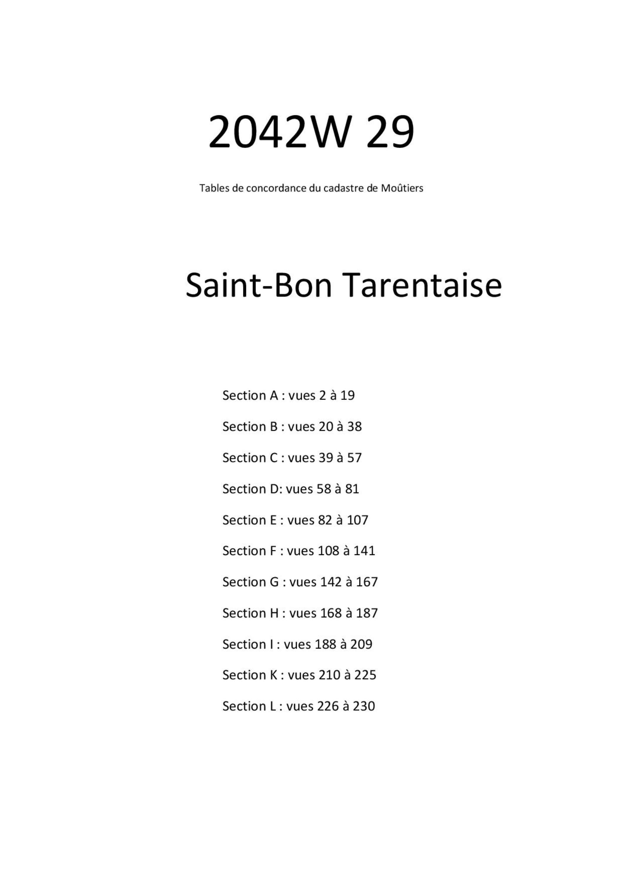 Allues - Tables de concordances - Commune de Saint-Bon-Tarentaise
