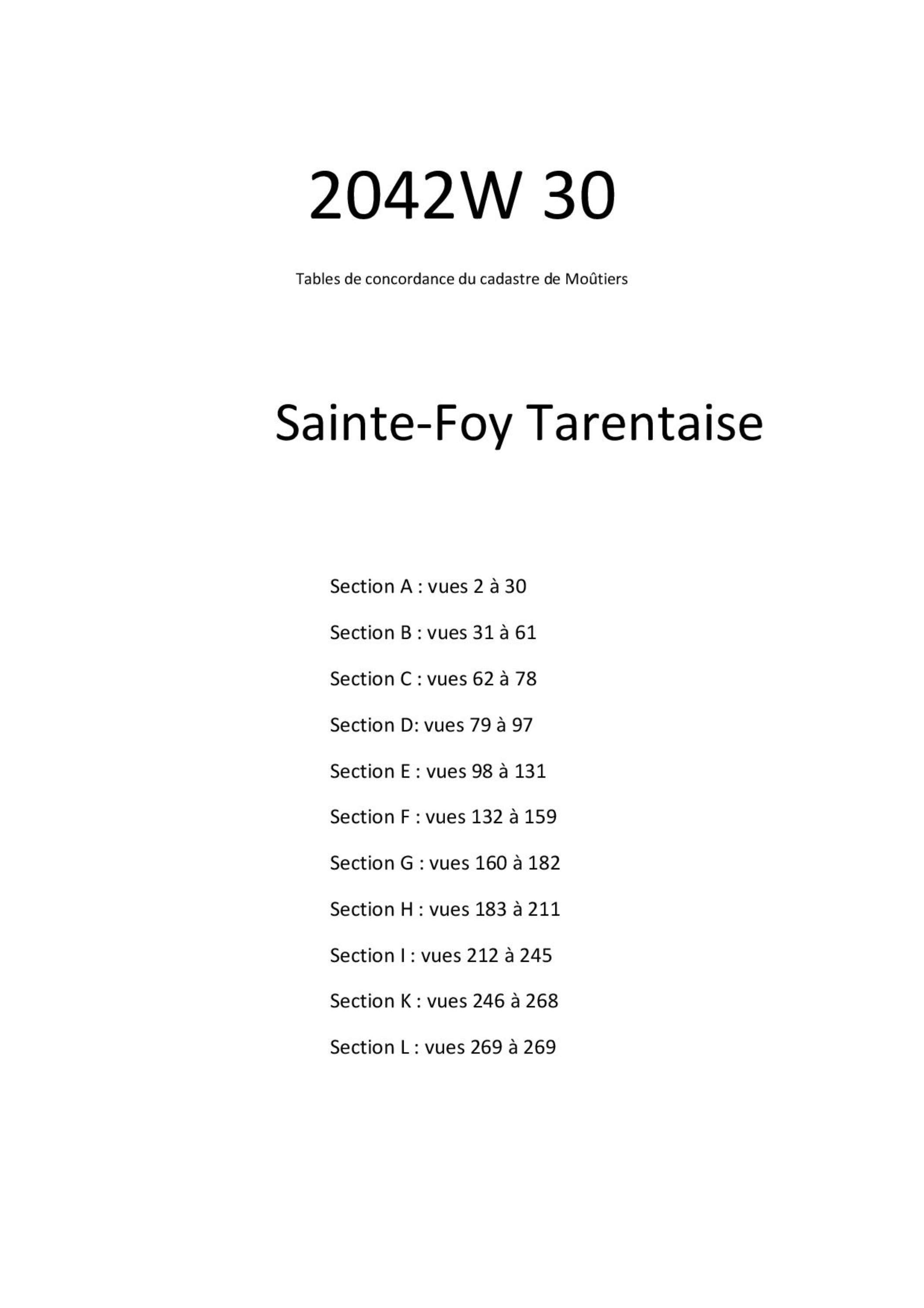 Allues - Tables de concordances - Commune de Sainte-Foy-Tarentaise