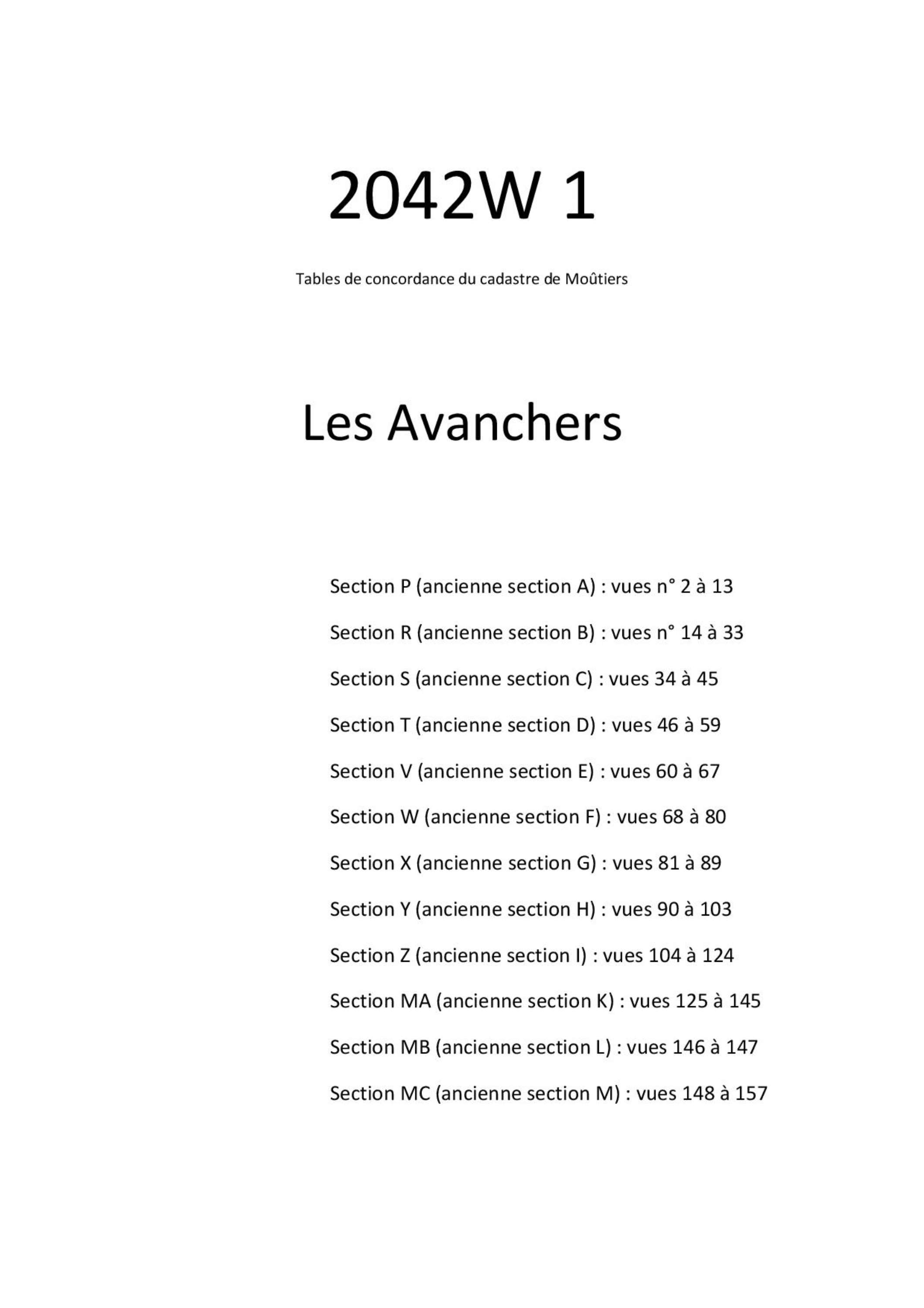 Allues - Tables de concordances - Commune de Les Avanchers