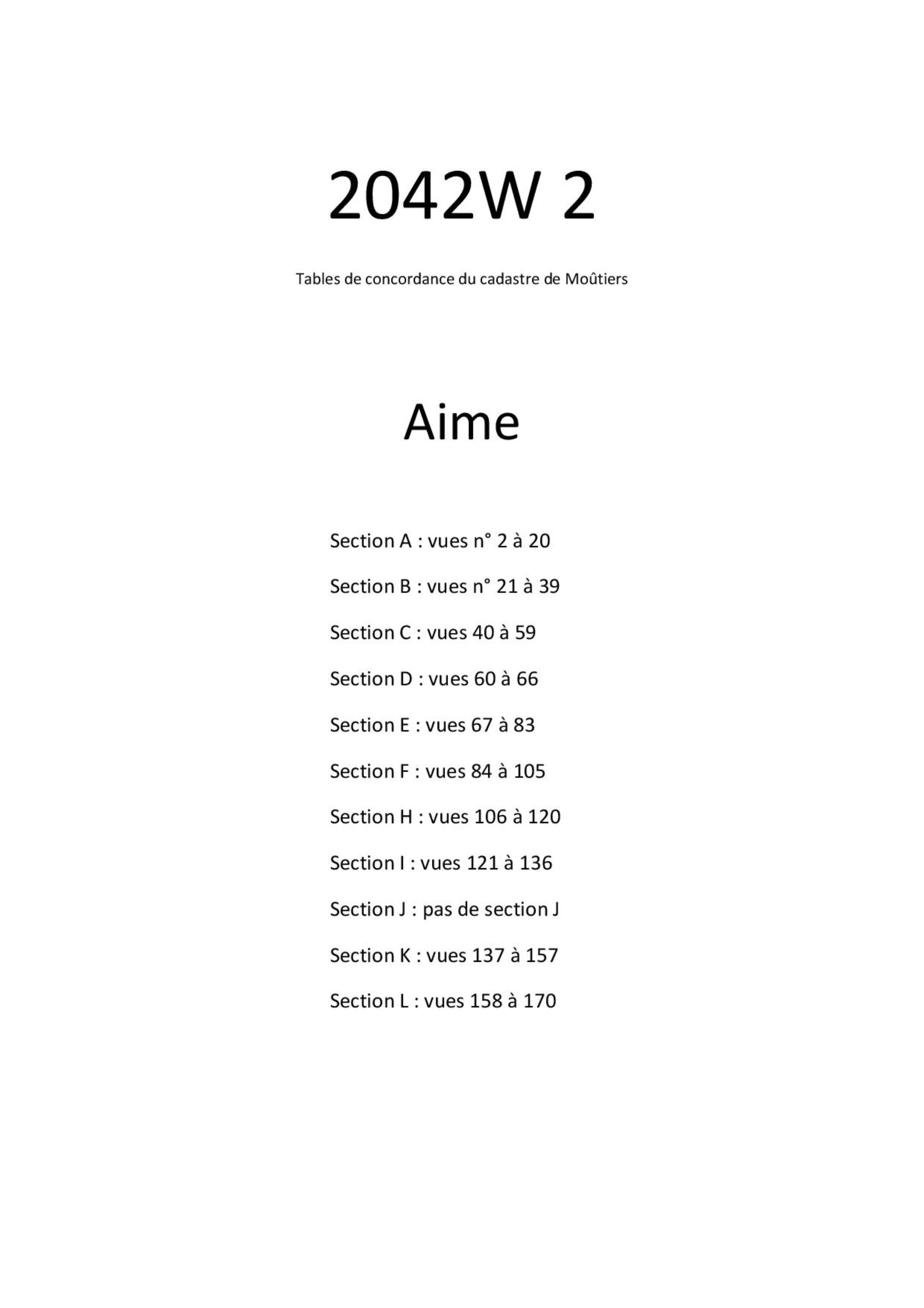 Allues - Tables de concordances - Commune de Aime