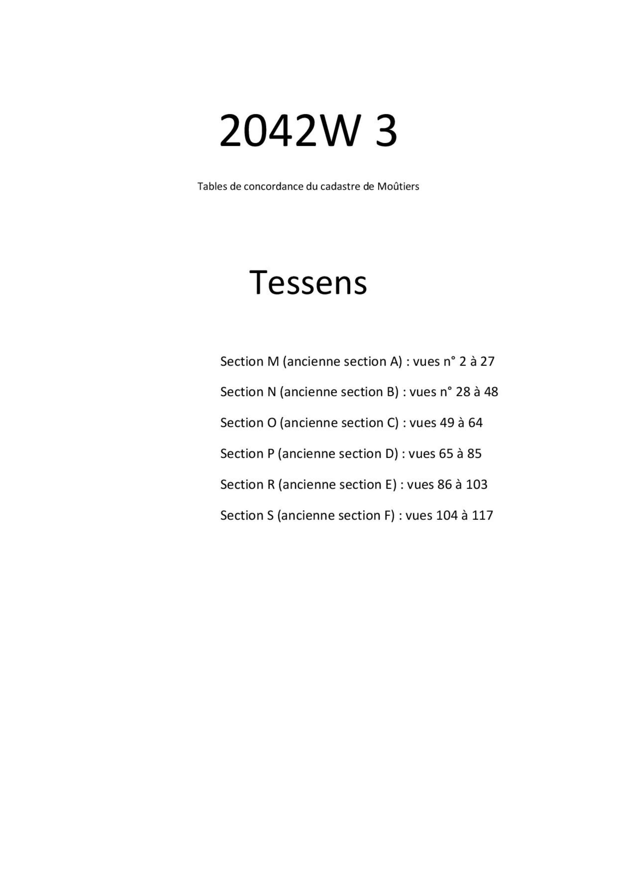 Allues - Tables de concordances - Commune de Tessens