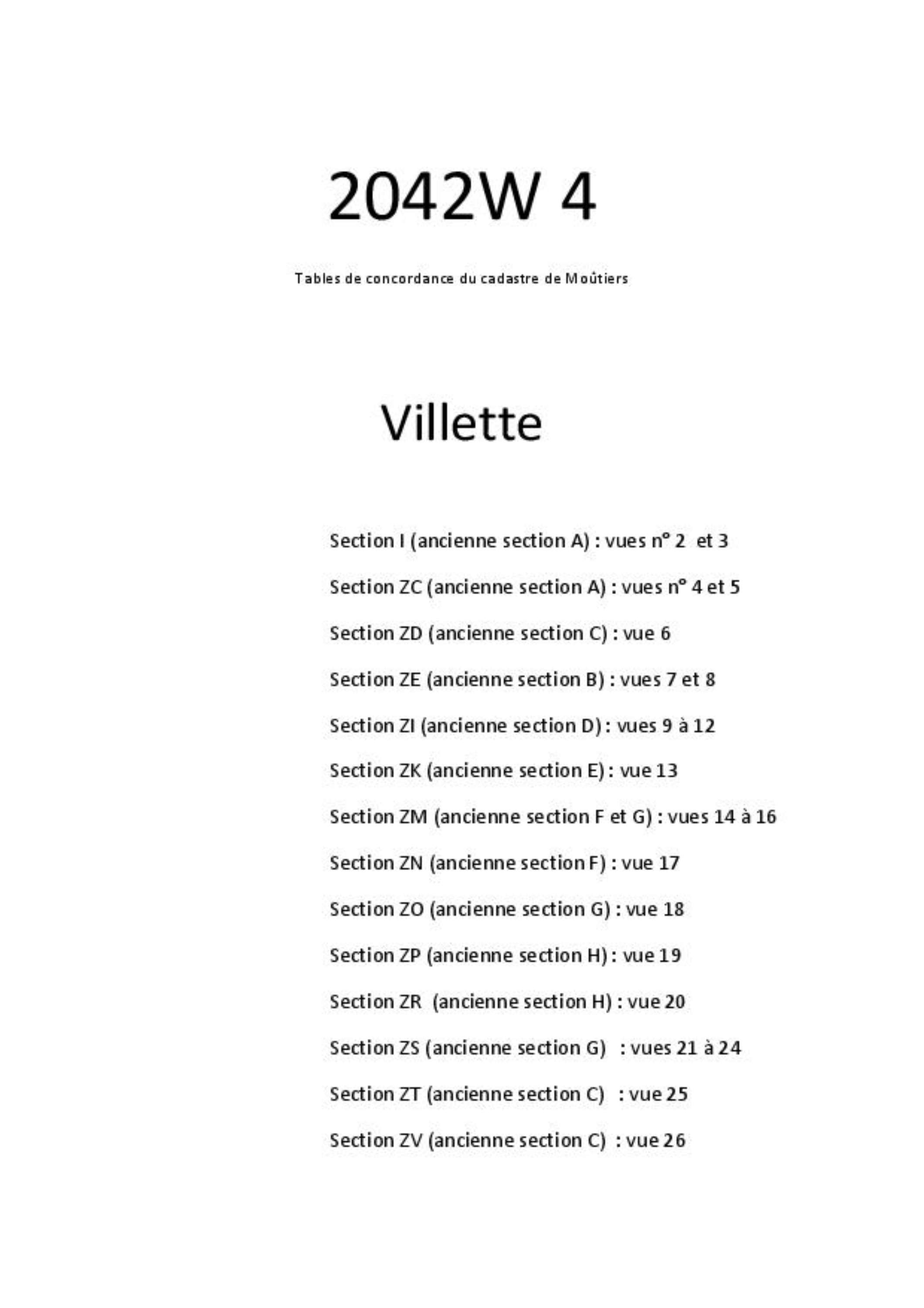 Allues - Tables de concordances - Commune de Villette