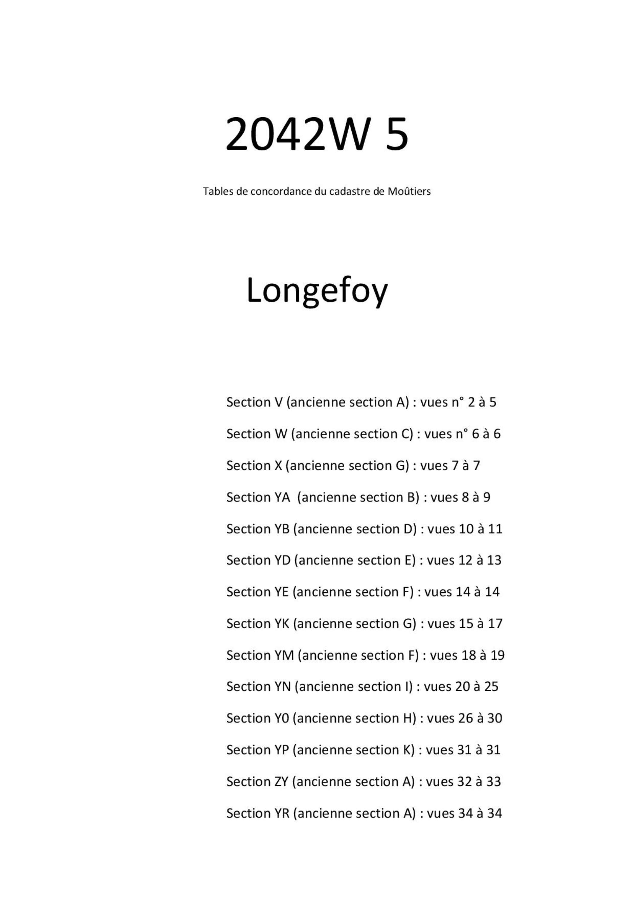 Allues - Tables de concordances - Commune de Longefoy