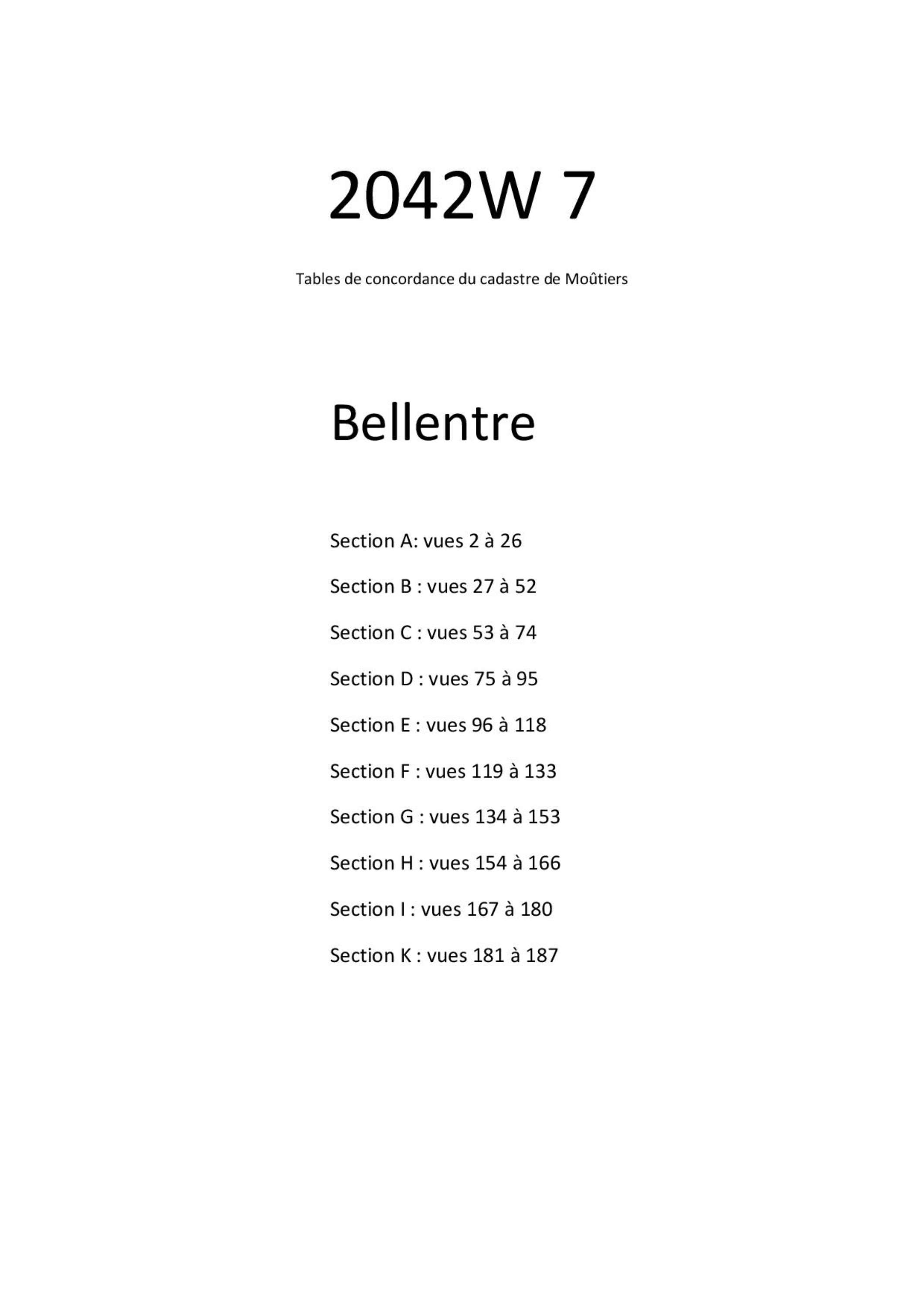 Allues - Tables de concordances - Commune de Bellentre