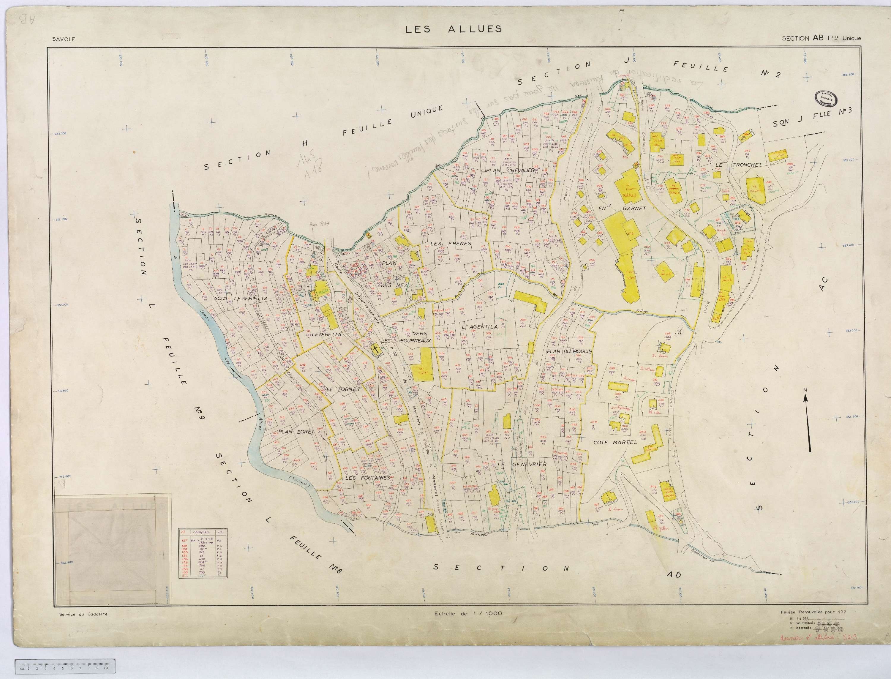 Allues - Cadastre rénové, version définitive, section A à L (s.d.).