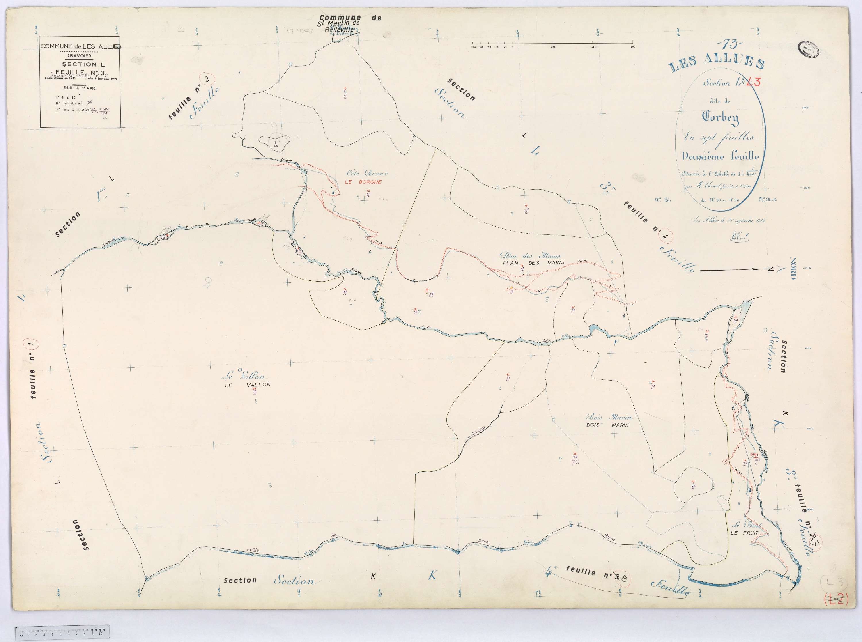 Allues - Cadastre rénové, version définitive, section M à V (s.d.).