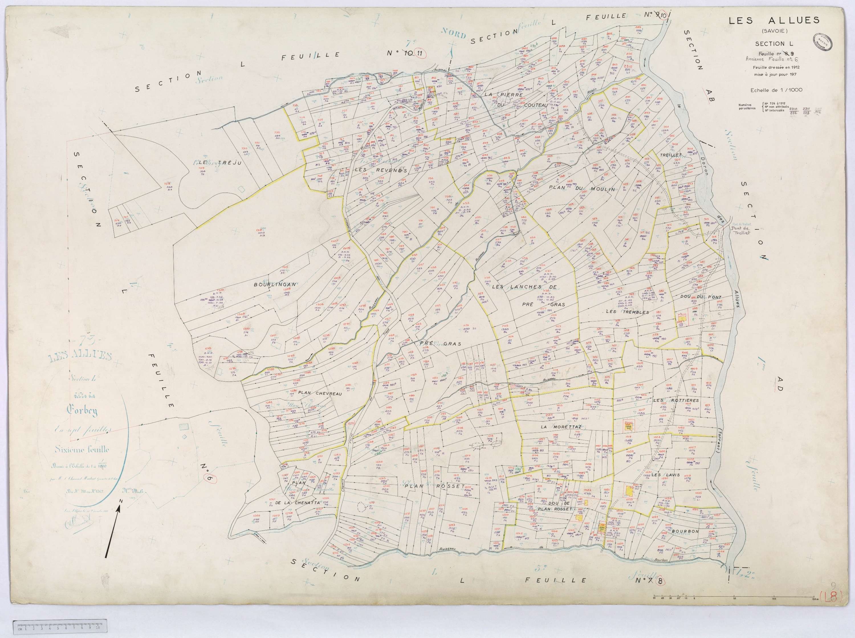 Allues - Cadastre rénové, version définitive, section M à V (s.d.).