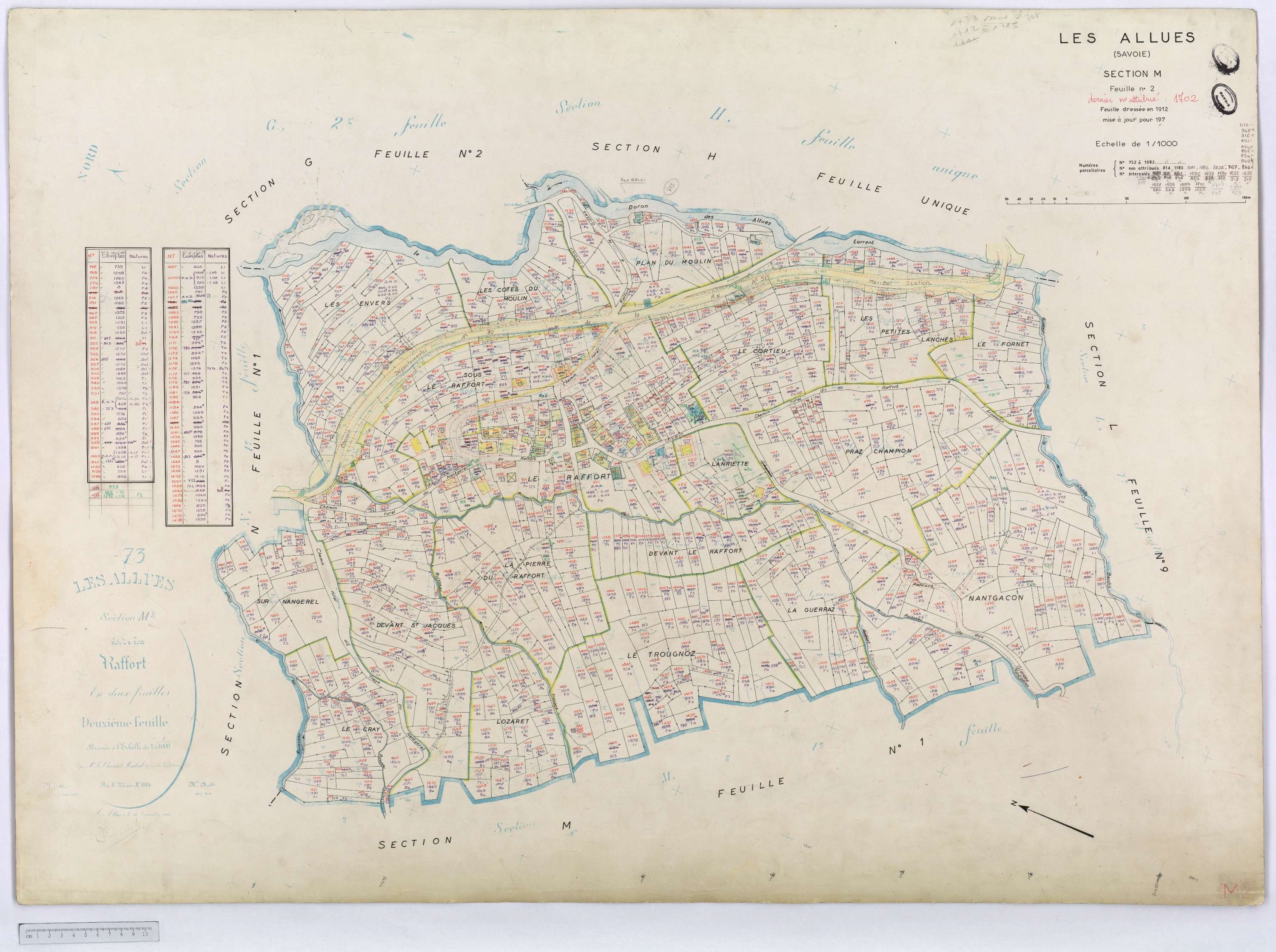 Allues - Cadastre rénové, version définitive, section M à V (s.d.).
