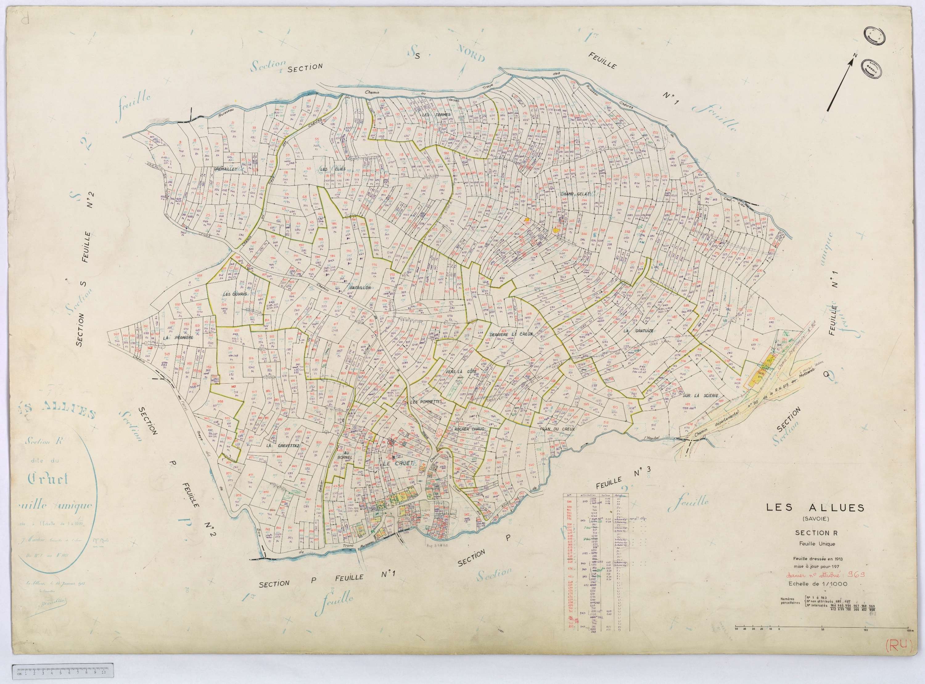 Allues - Cadastre rénové, version définitive, section M à V (s.d.).