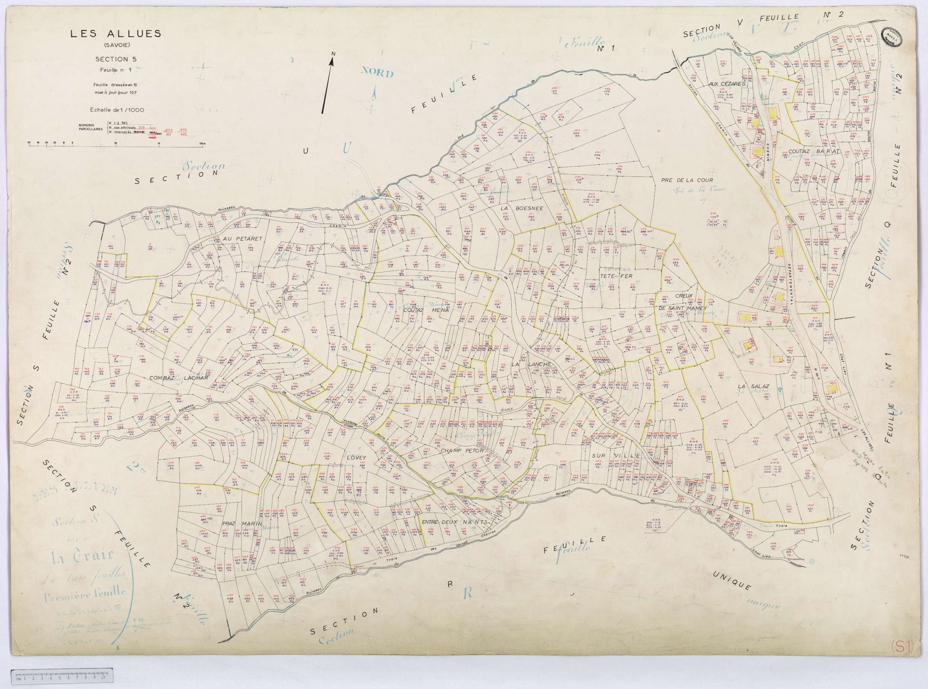Allues - Cadastre rénové, version définitive, section M à V (s.d.).