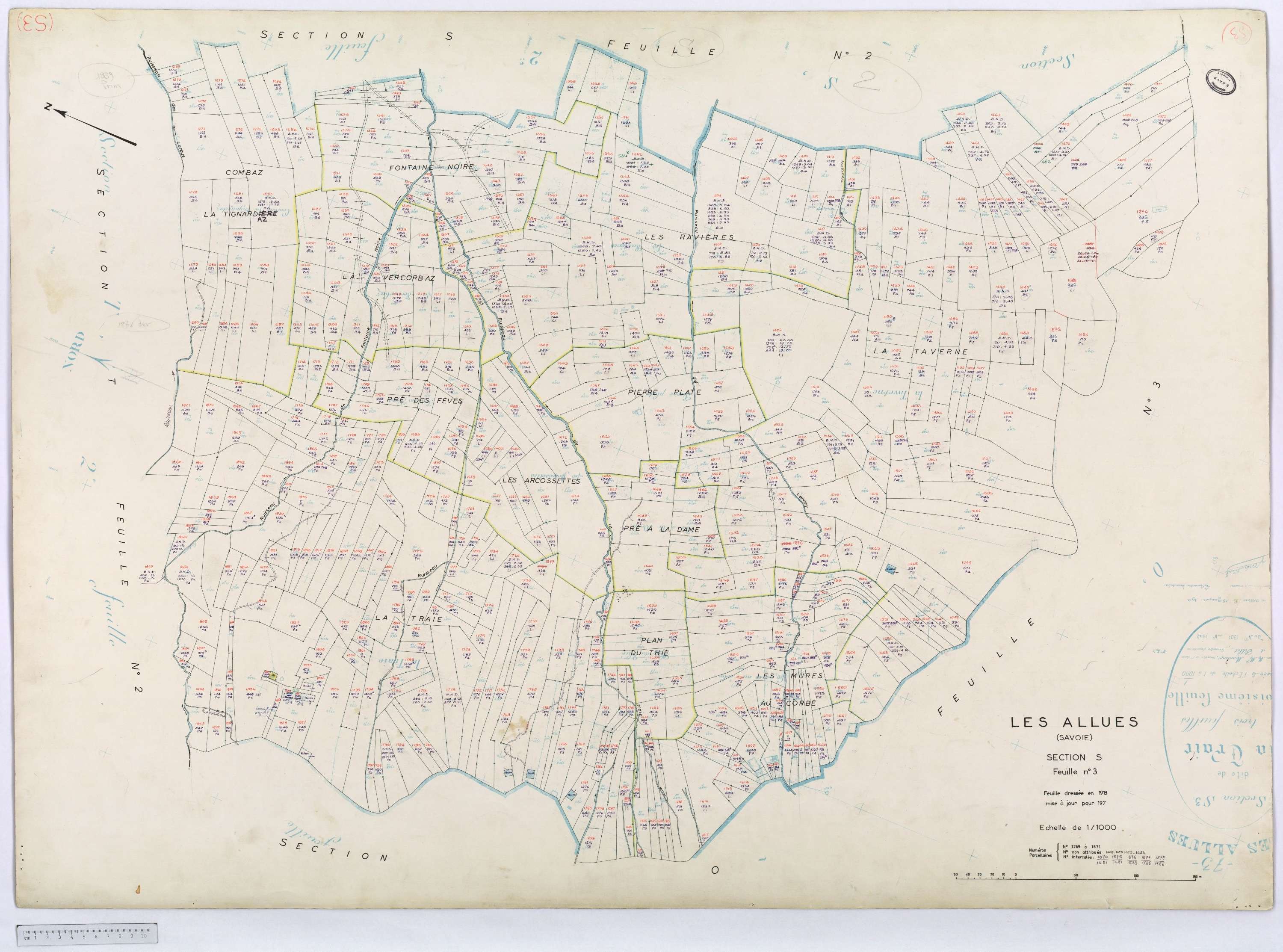Allues - Cadastre rénové, version définitive, section M à V (s.d.).