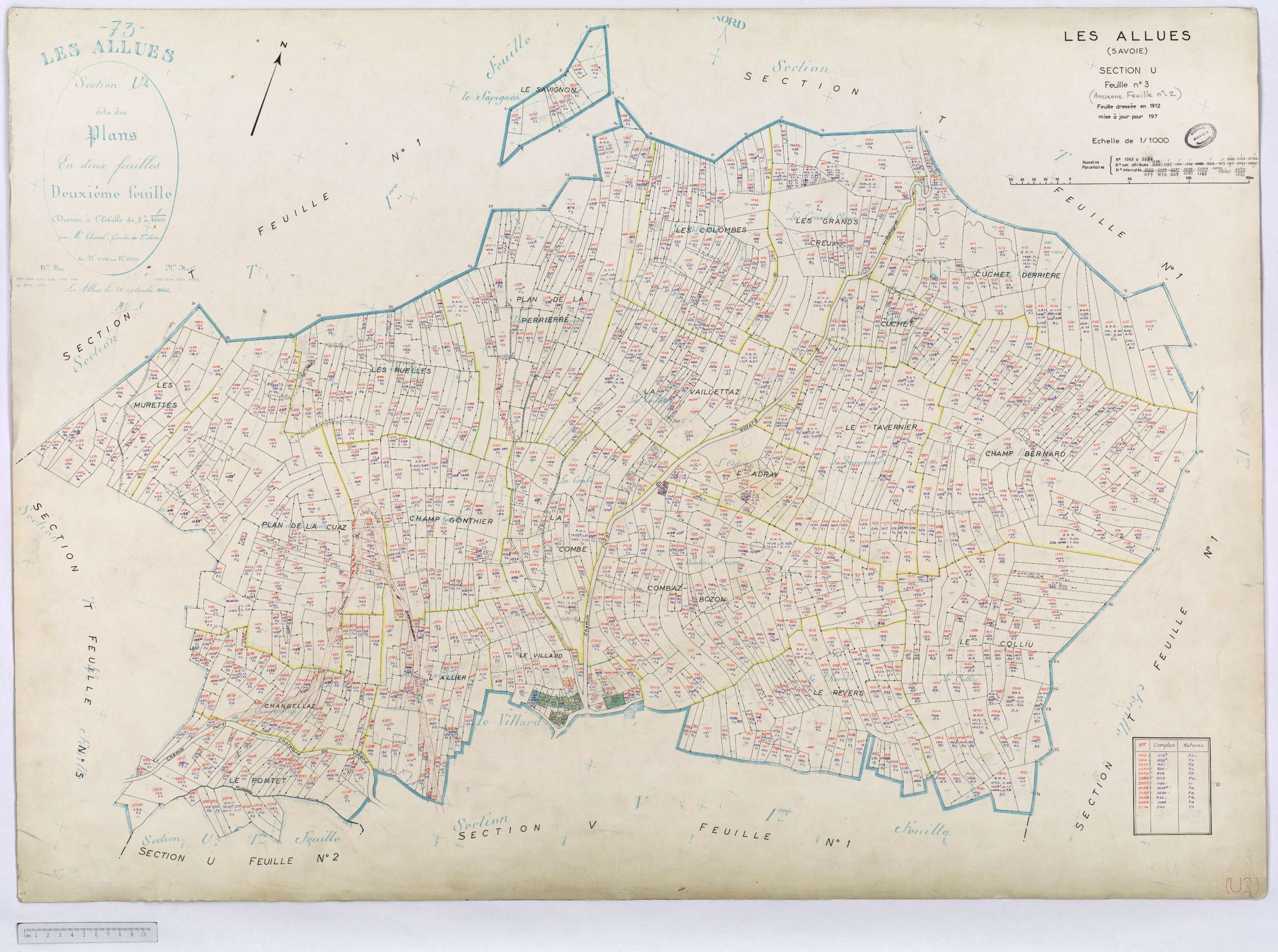 Allues - Cadastre rénové, version définitive, section M à V (s.d.).