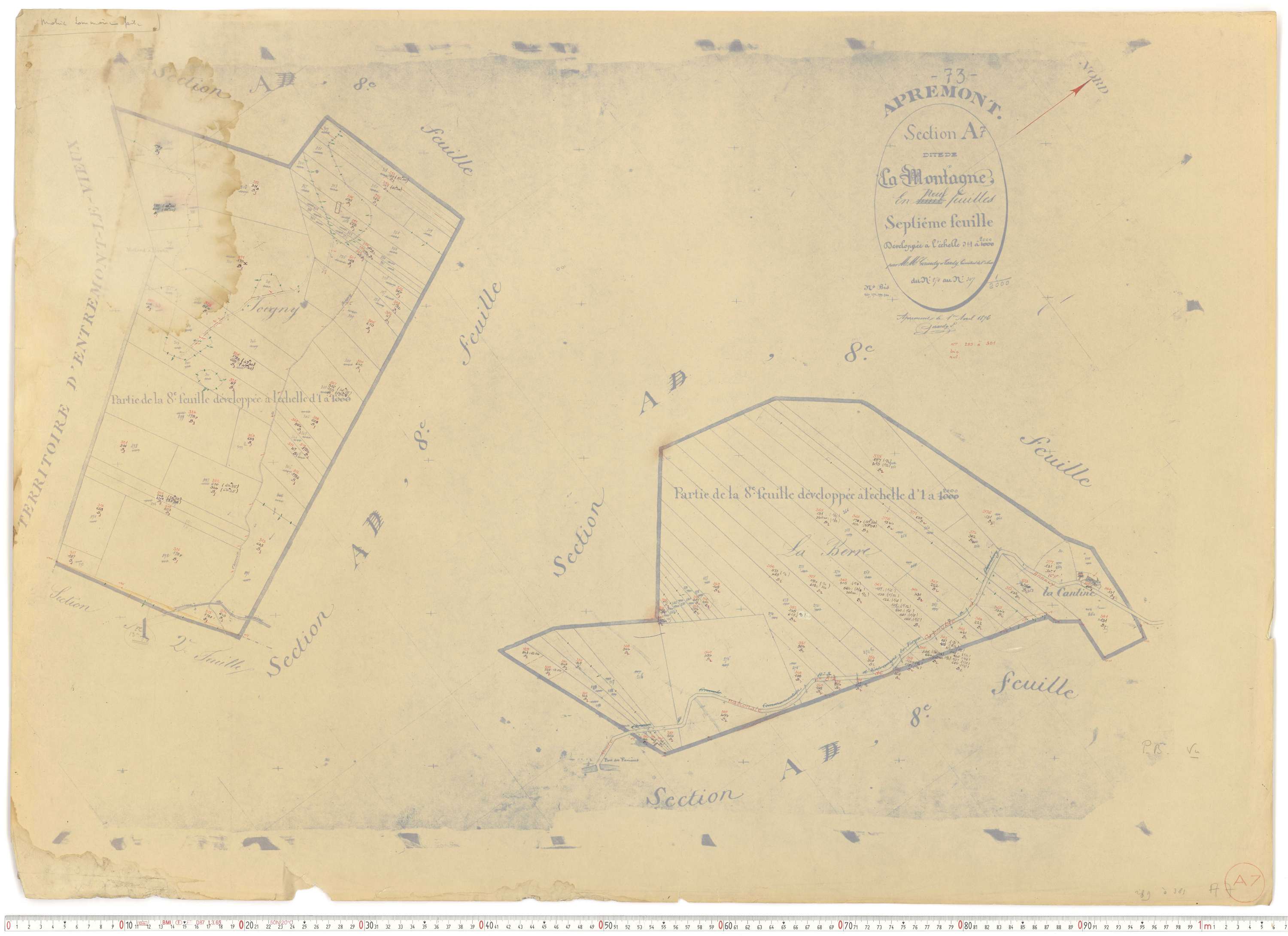 Apremont - Cadastre rénové et remembré, versions de travail (1955).