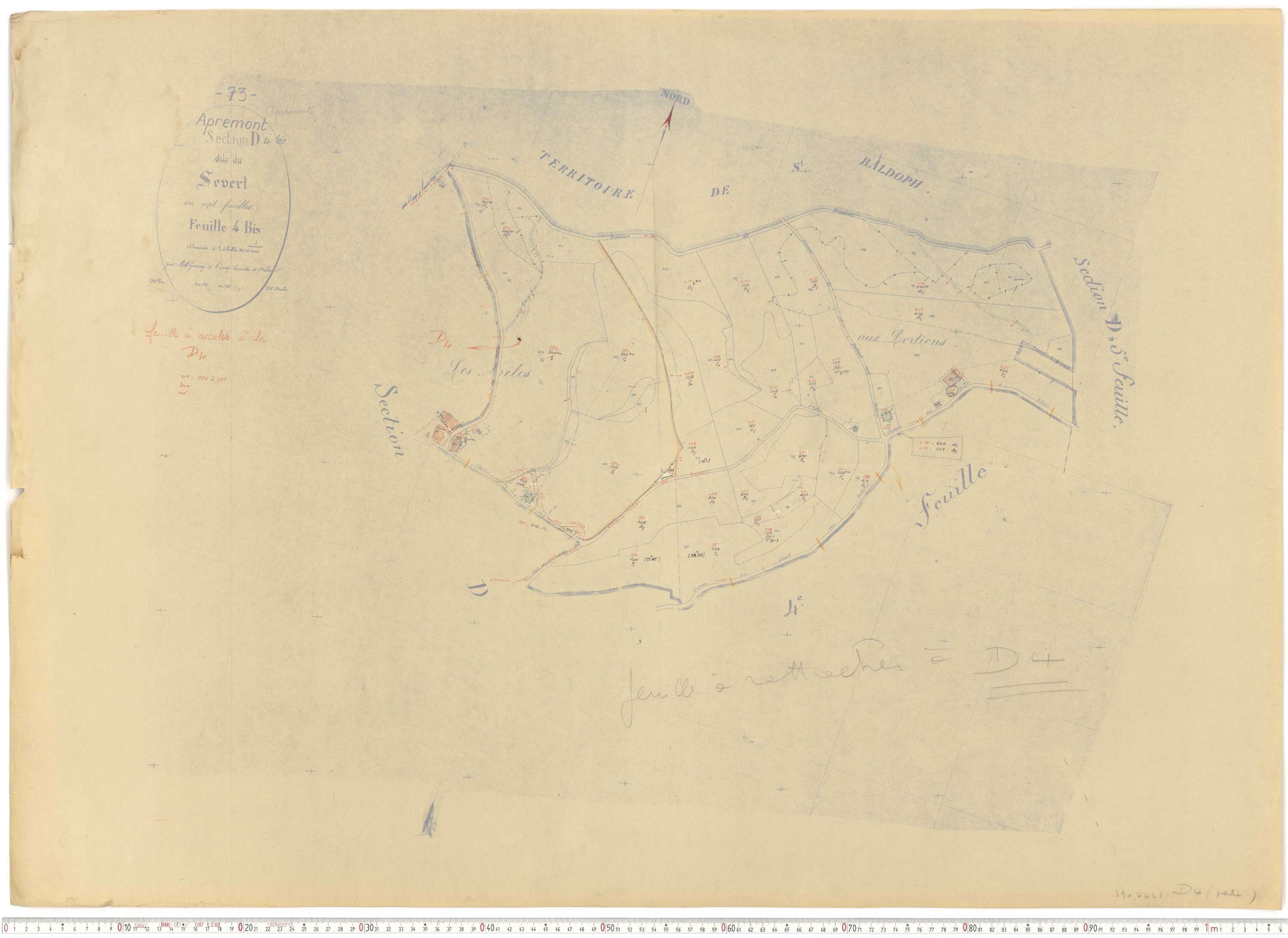 Apremont - Cadastre rénové et remembré, versions de travail (1955).