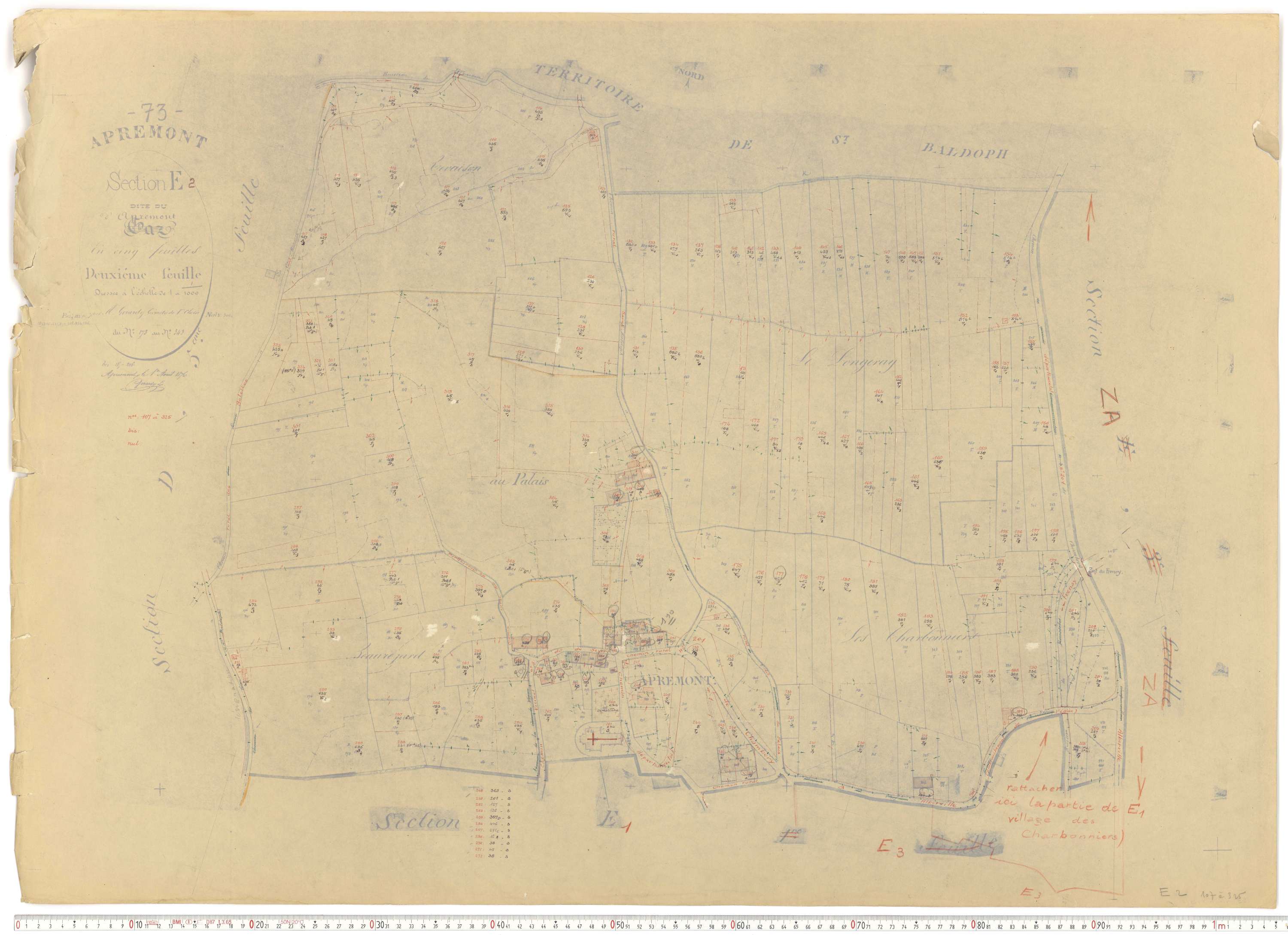 Apremont - Cadastre rénové et remembré, versions de travail (1955).