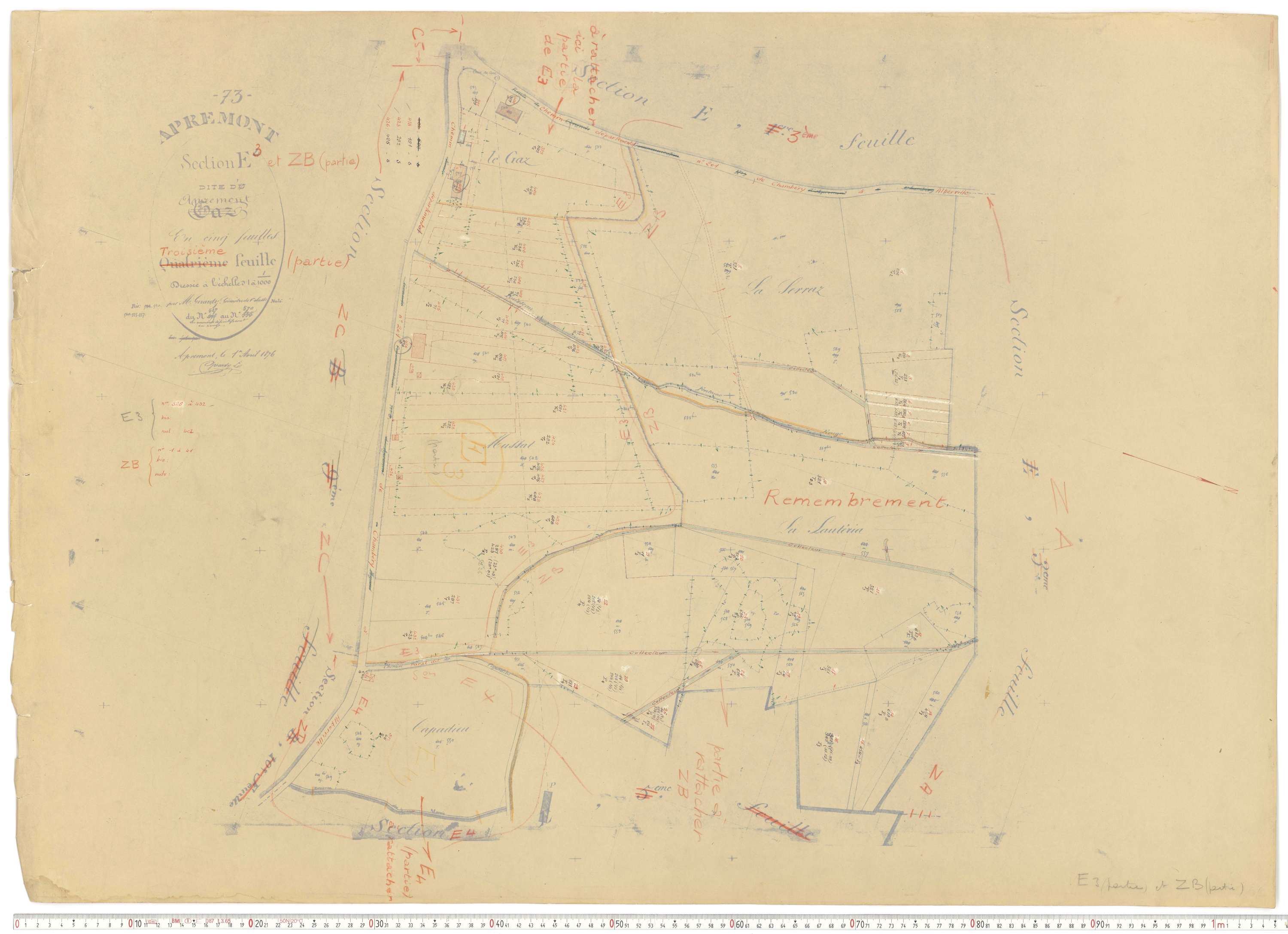 Apremont - Cadastre rénové et remembré, versions de travail (1955).