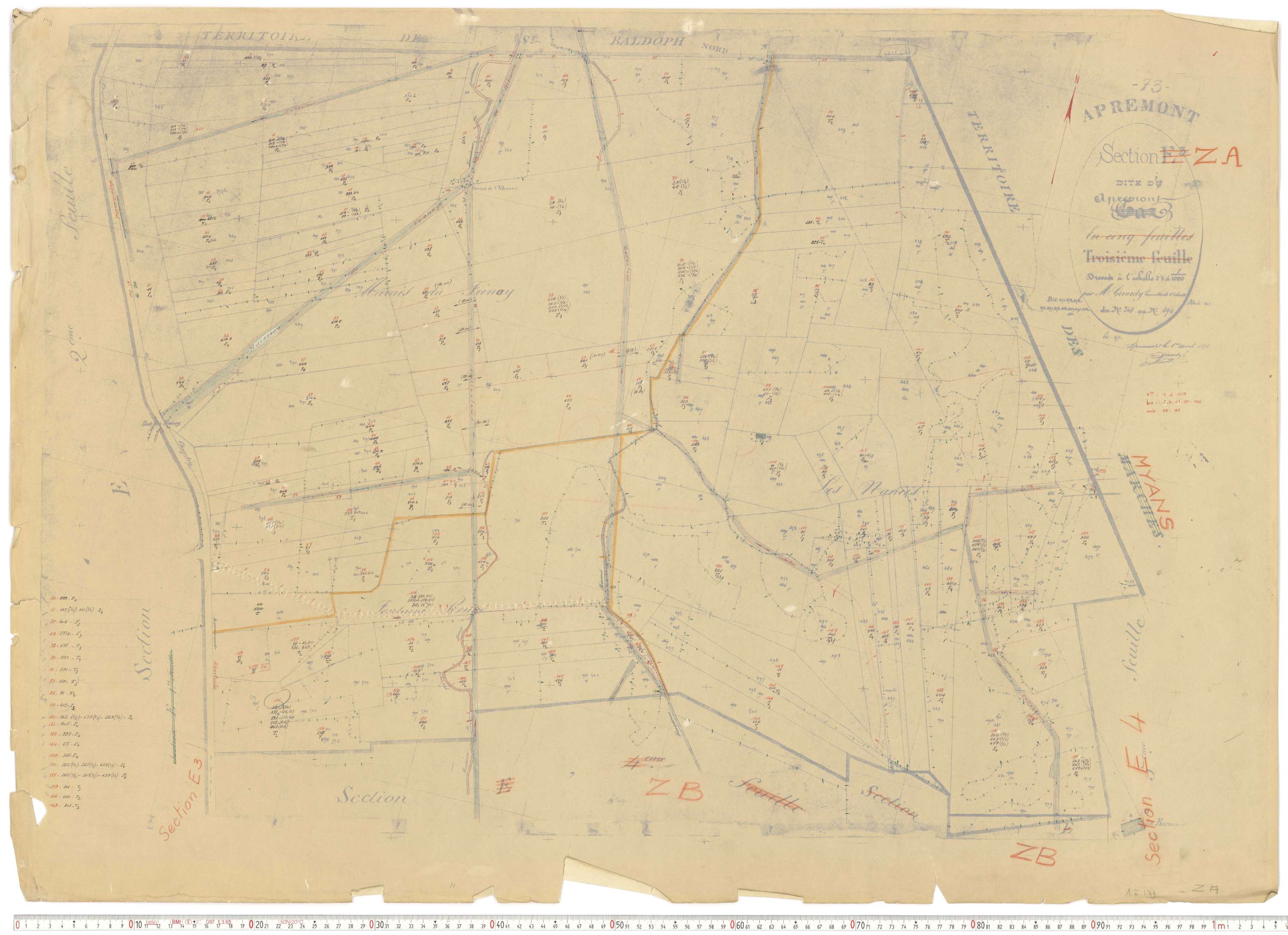 Apremont - Cadastre rénové et remembré, versions de travail (1955).
