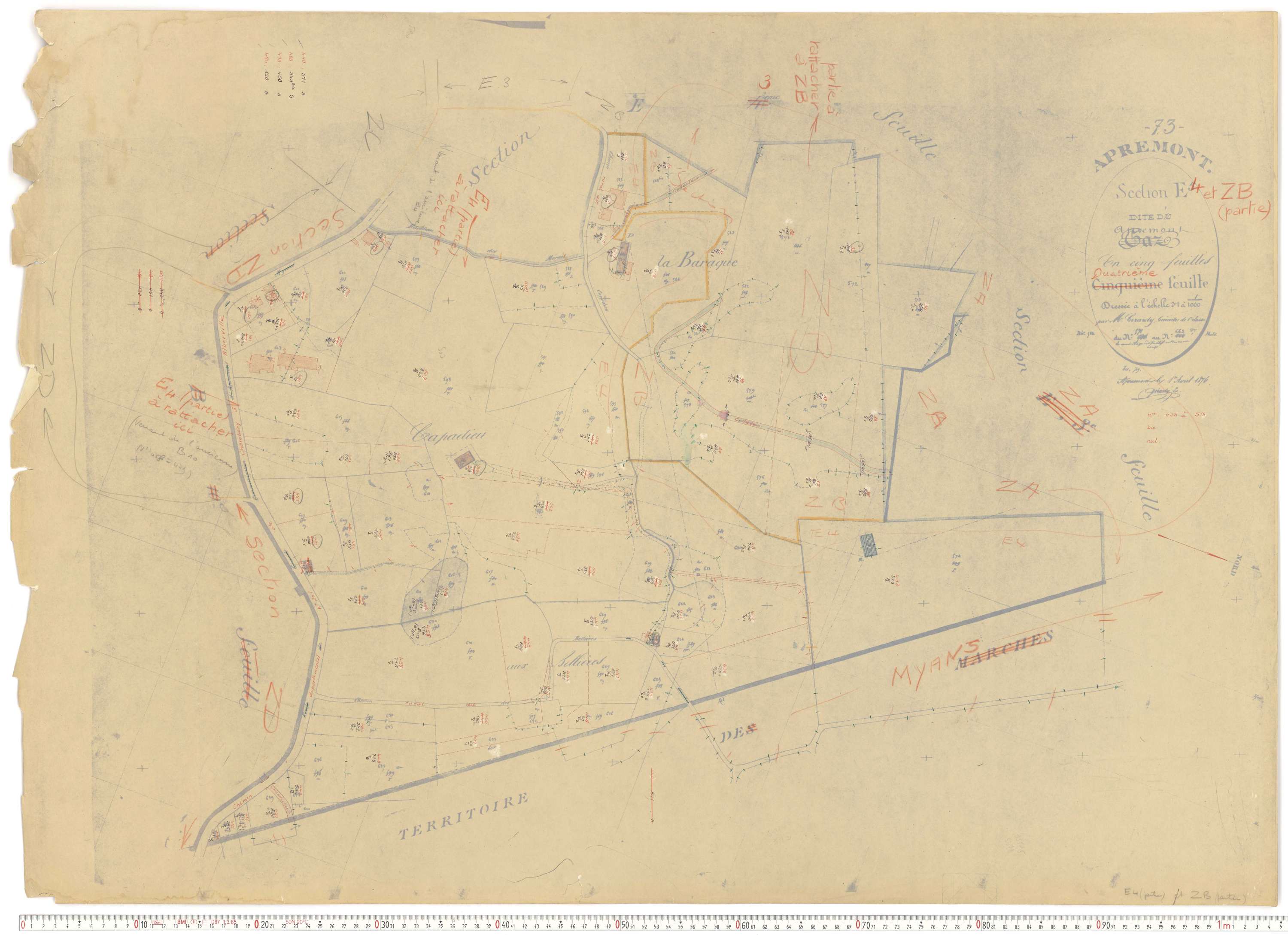 Apremont - Cadastre rénové et remembré, versions de travail (1955).