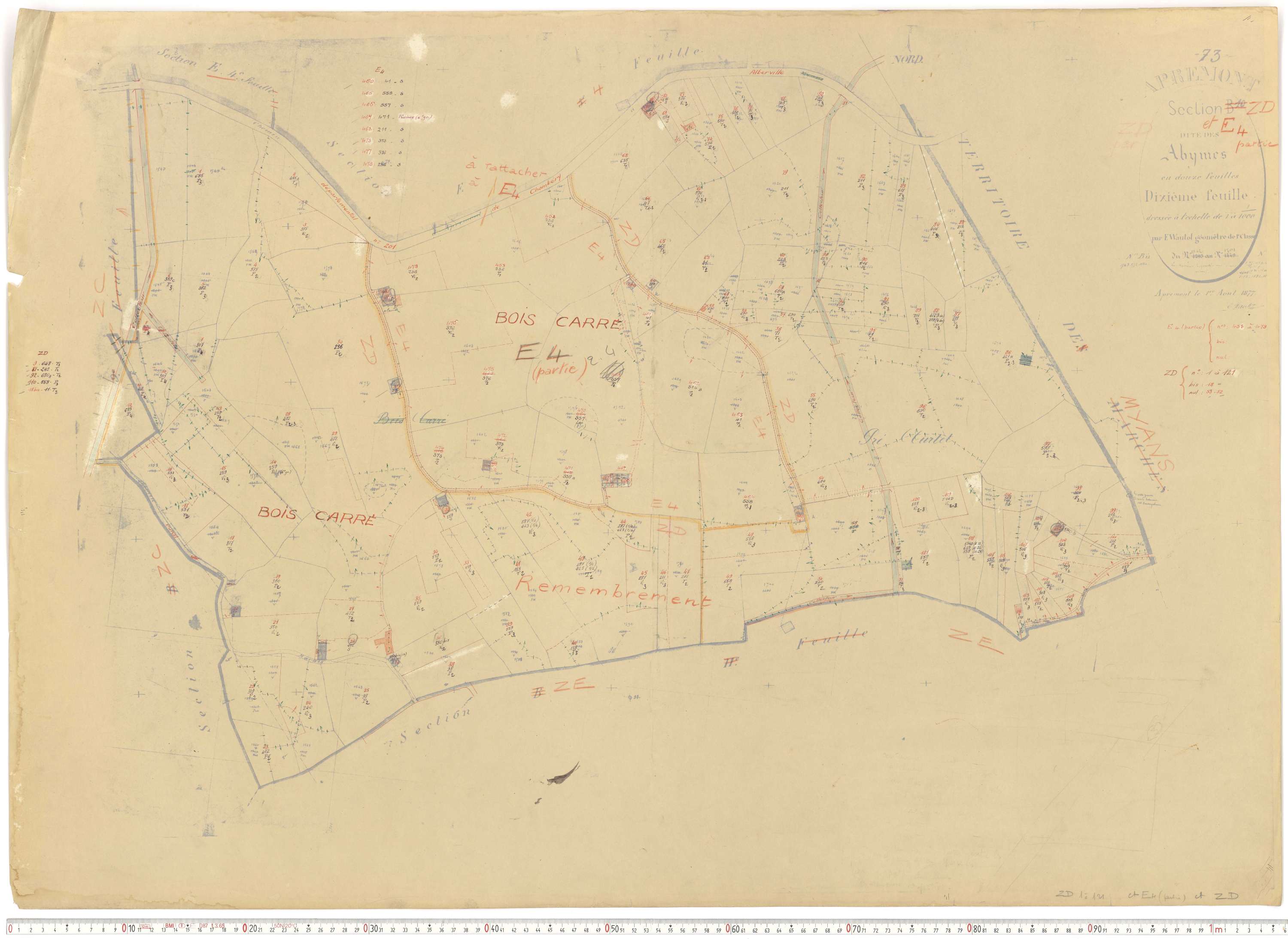Apremont - Cadastre rénové et remembré, versions de travail (1955).