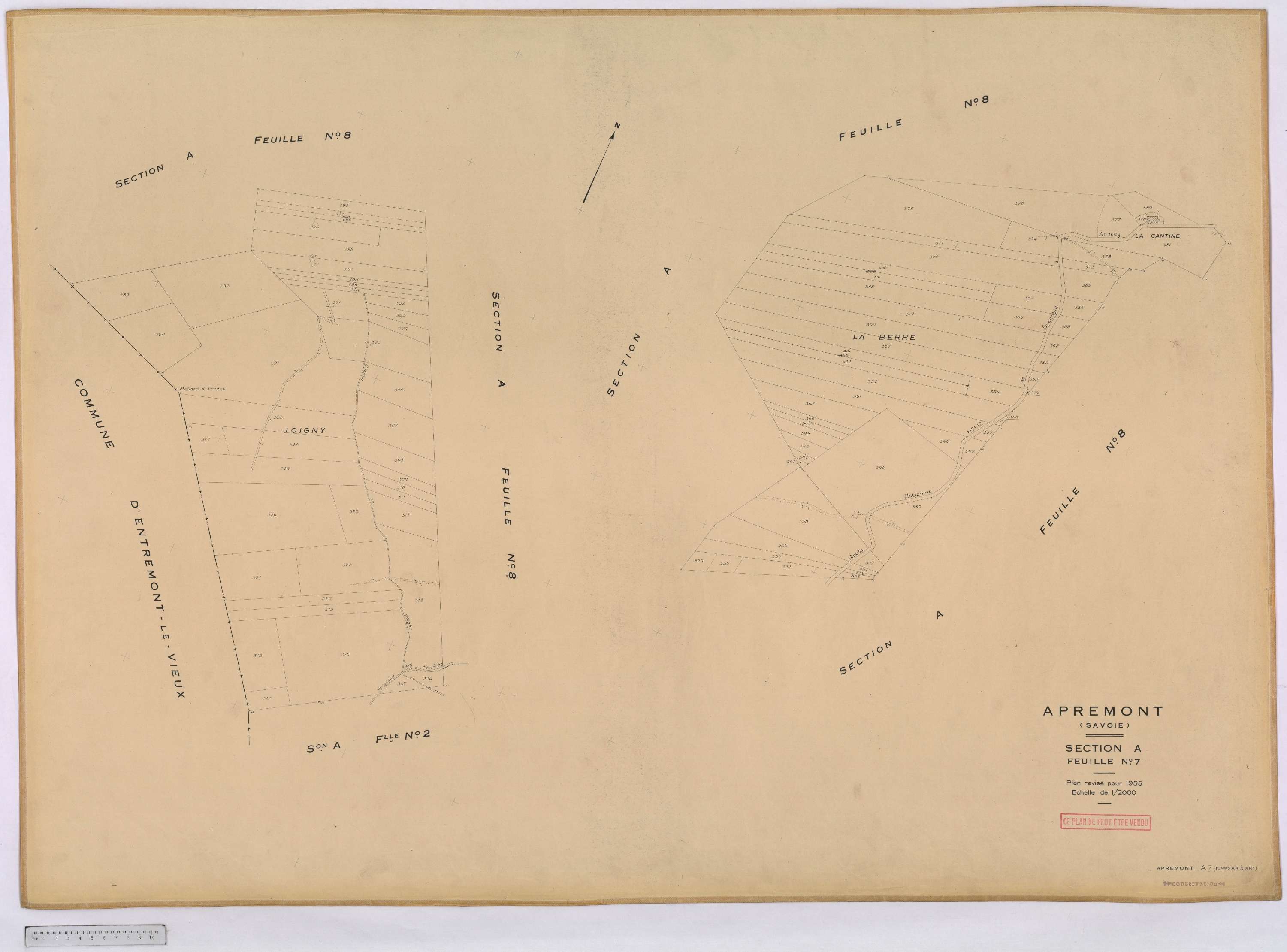Apremont - Cadastre rénové, version définitive (1955).