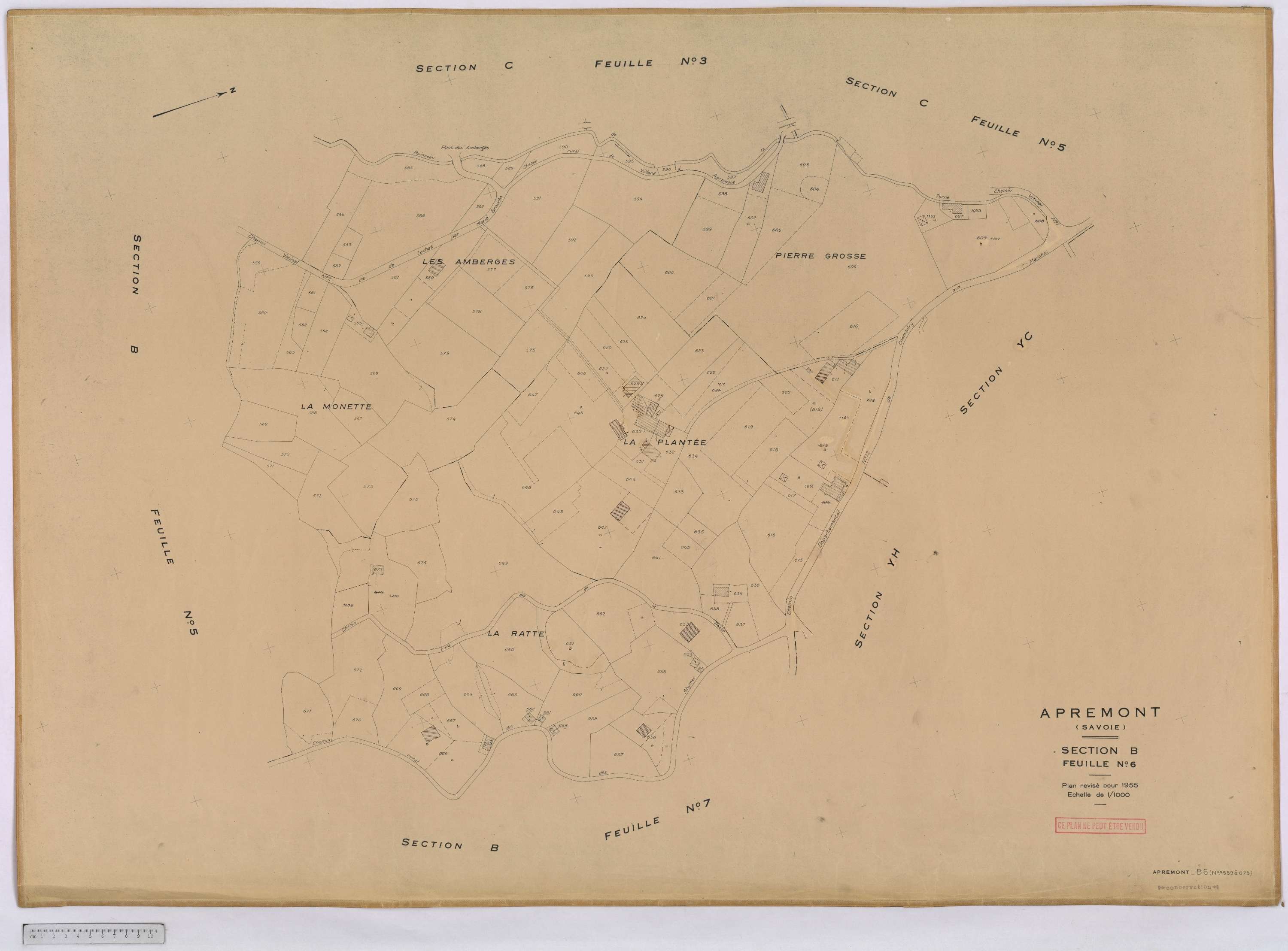 Apremont - Cadastre rénové, version définitive (1955).