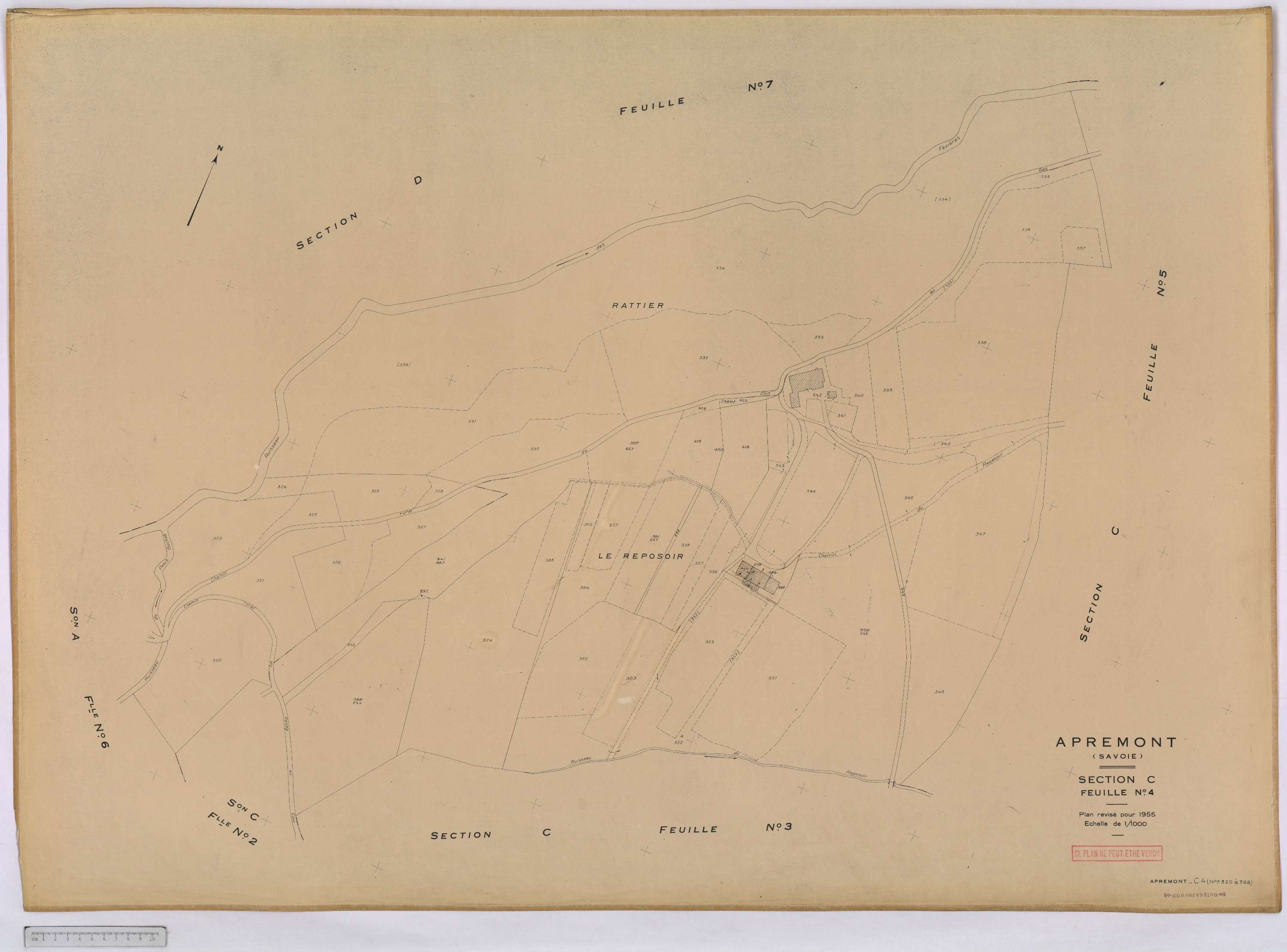 Apremont - Cadastre rénové, version définitive (1955).