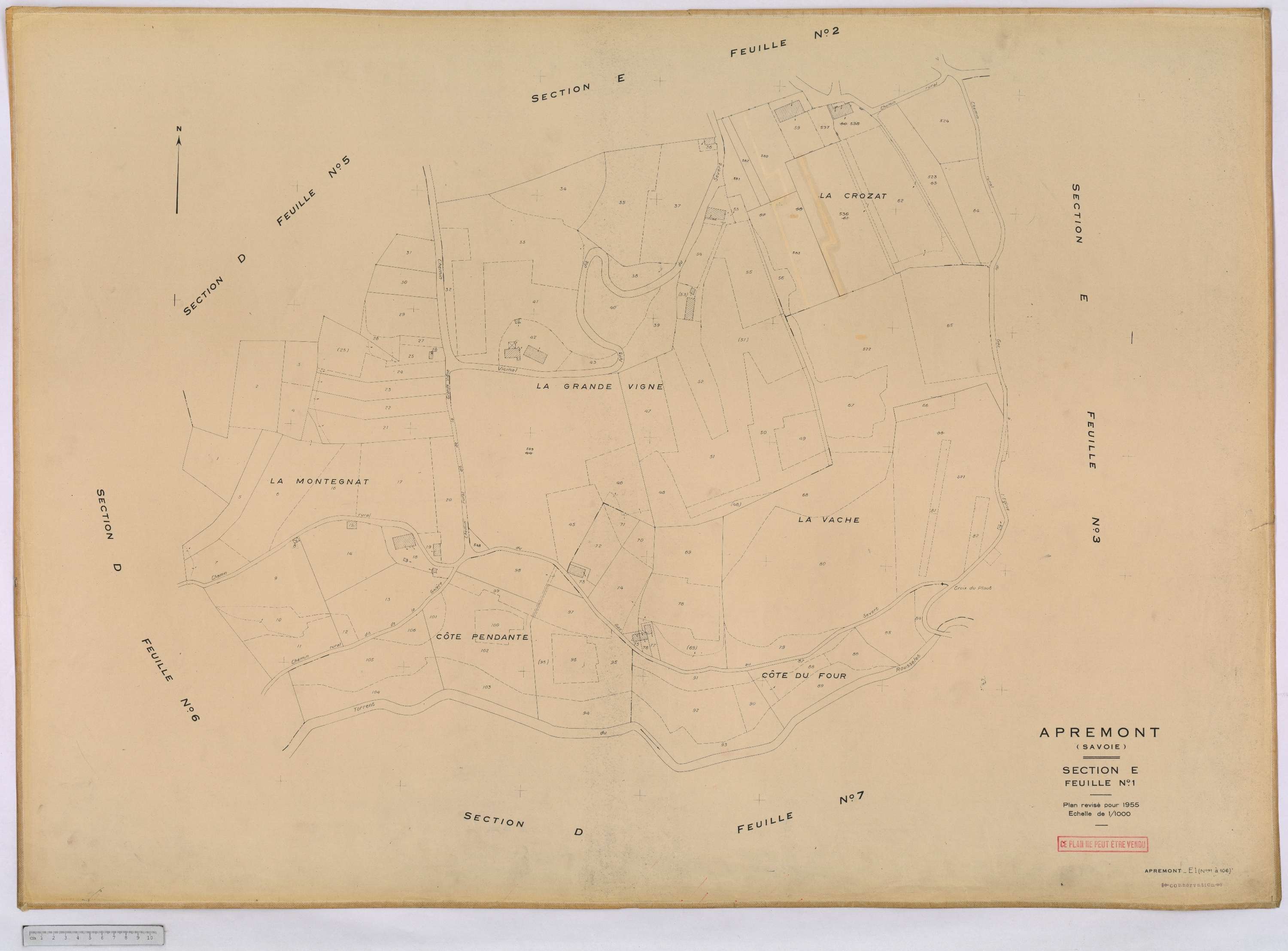 Apremont - Cadastre rénové, version définitive (1955).