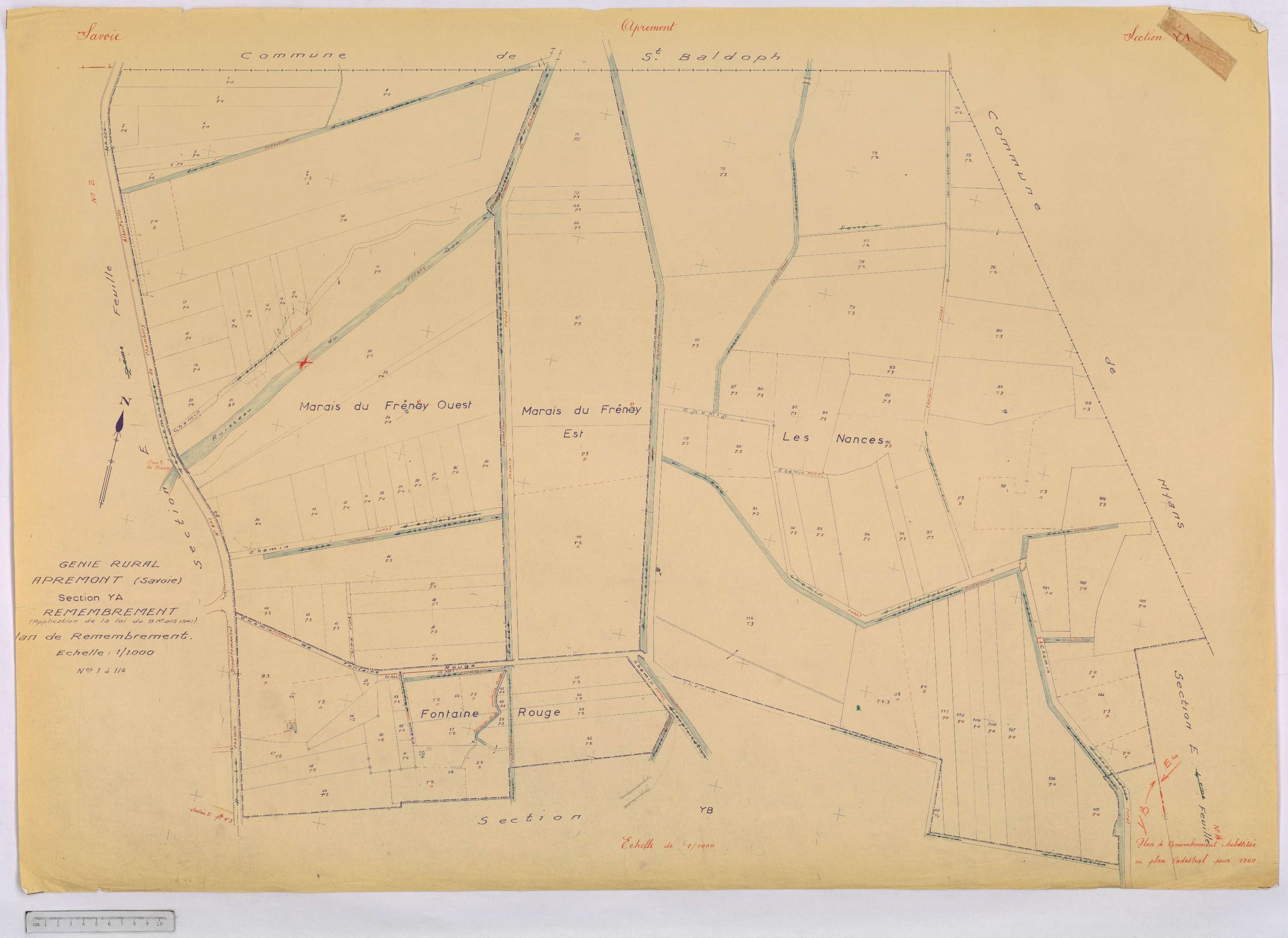 Apremont - Cadastre remembré, version définitive (1960).