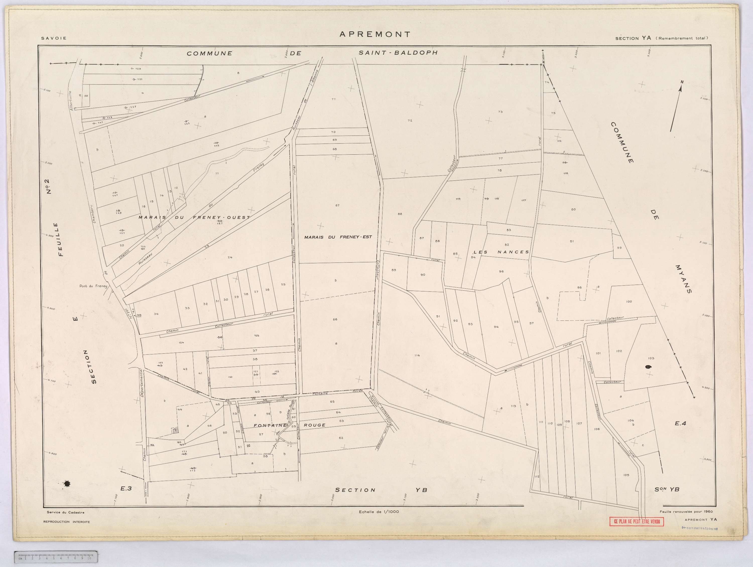 Apremont - Cadastre remembré, version définitive (1960).