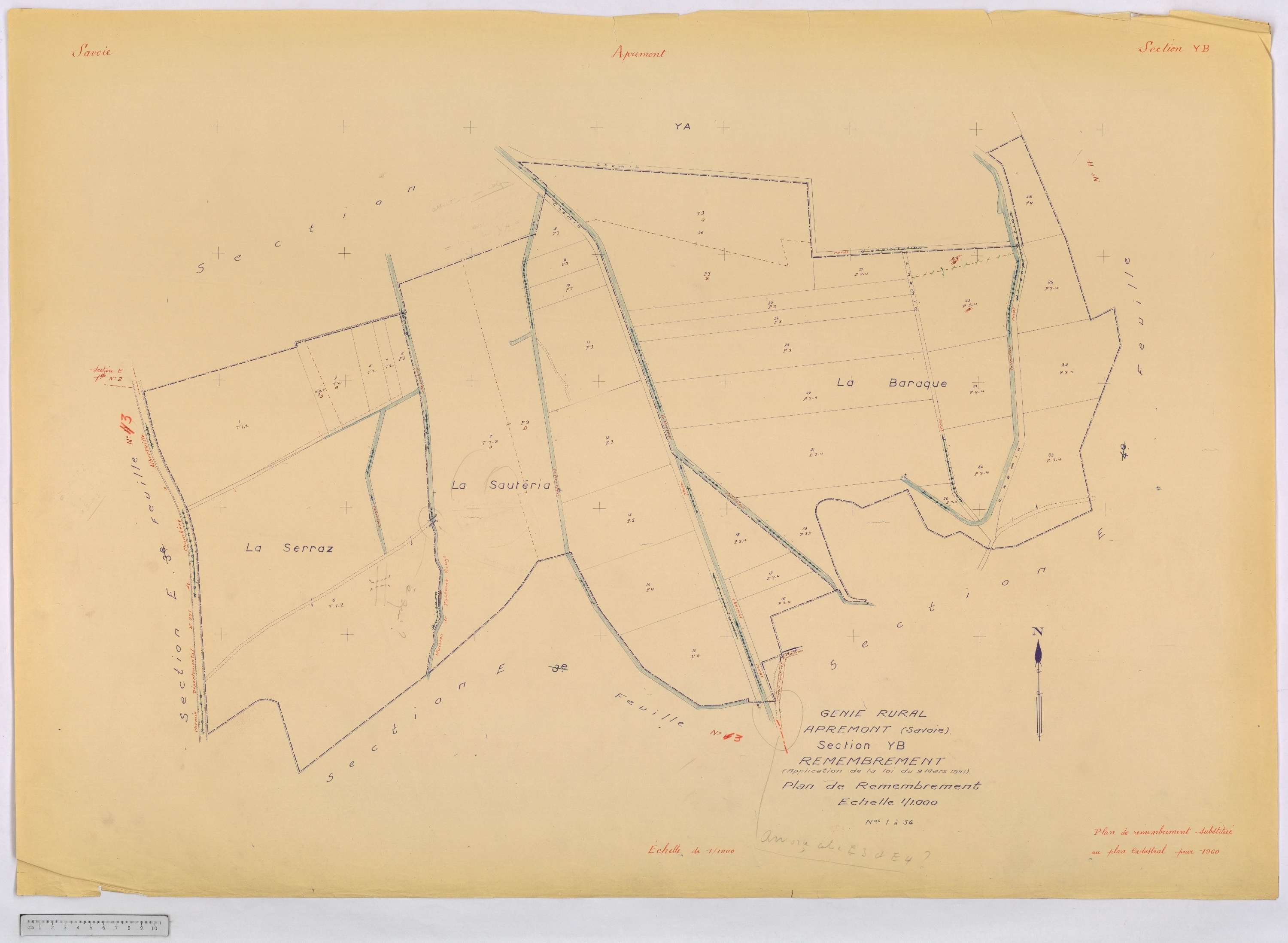 Apremont - Cadastre remembré, version définitive (1960).