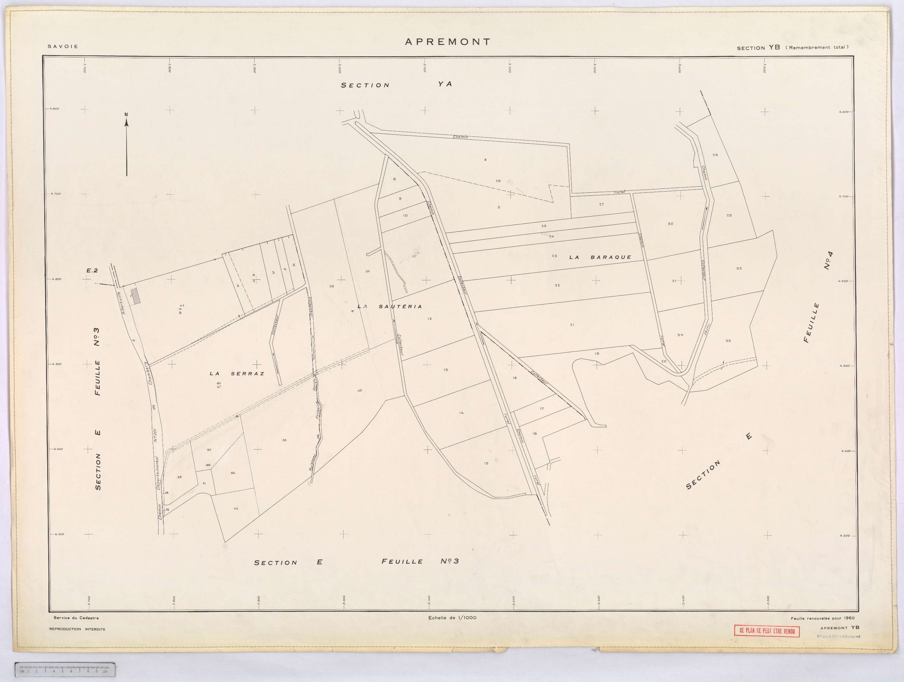 Apremont - Cadastre remembré, version définitive (1960).