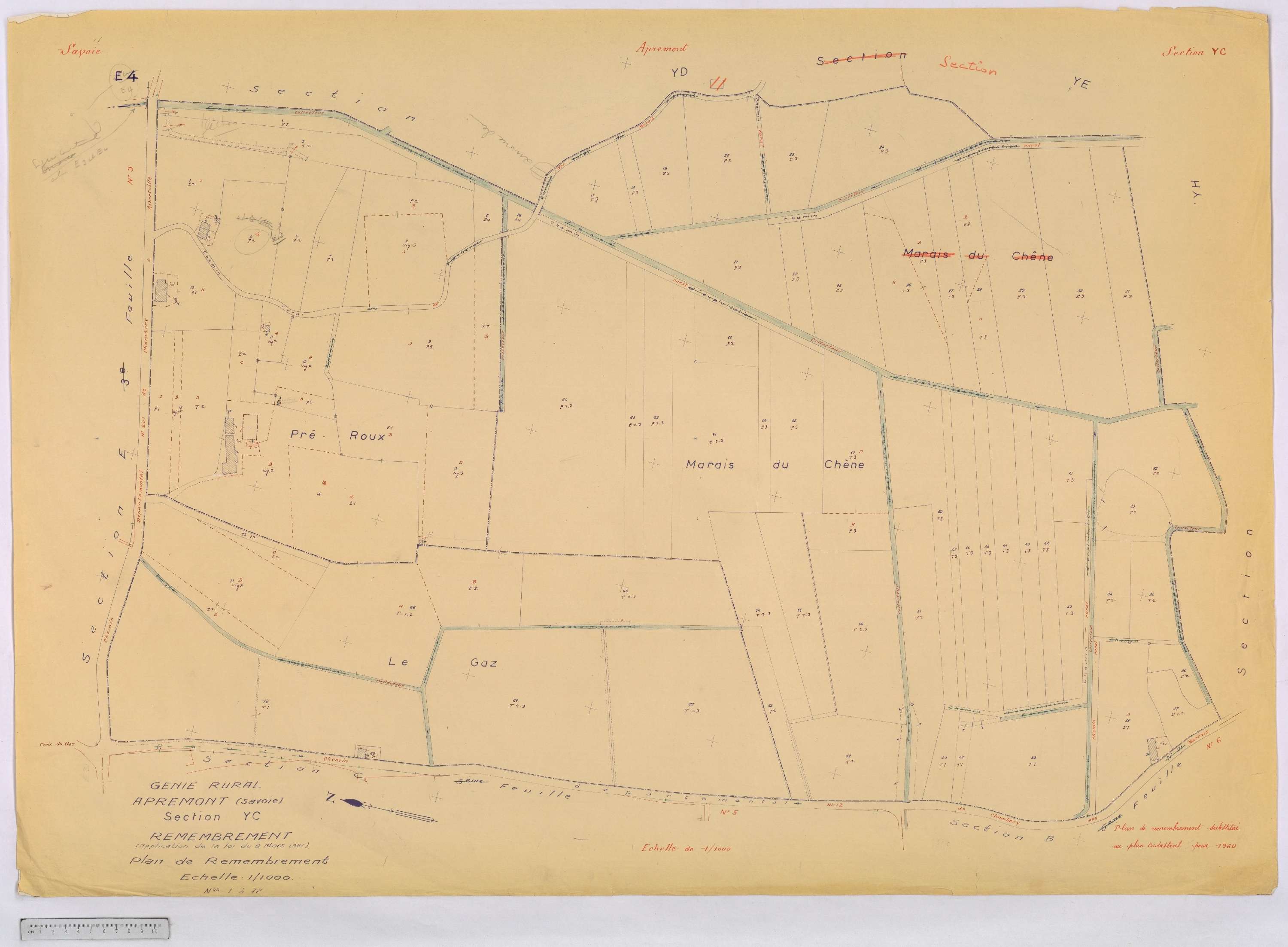 Apremont - Cadastre remembré, version définitive (1960).