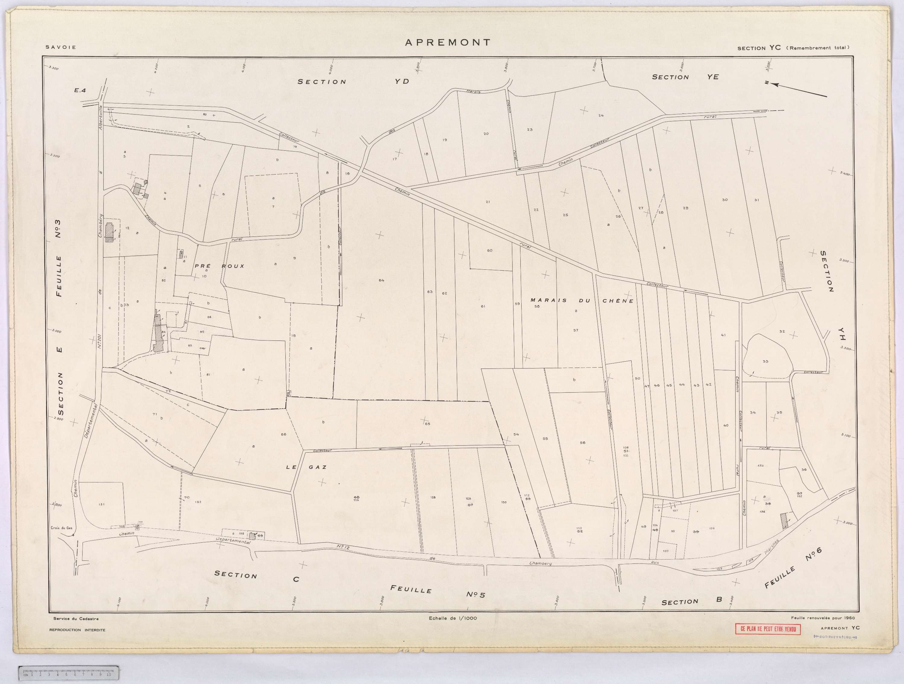 Apremont - Cadastre remembré, version définitive (1960).