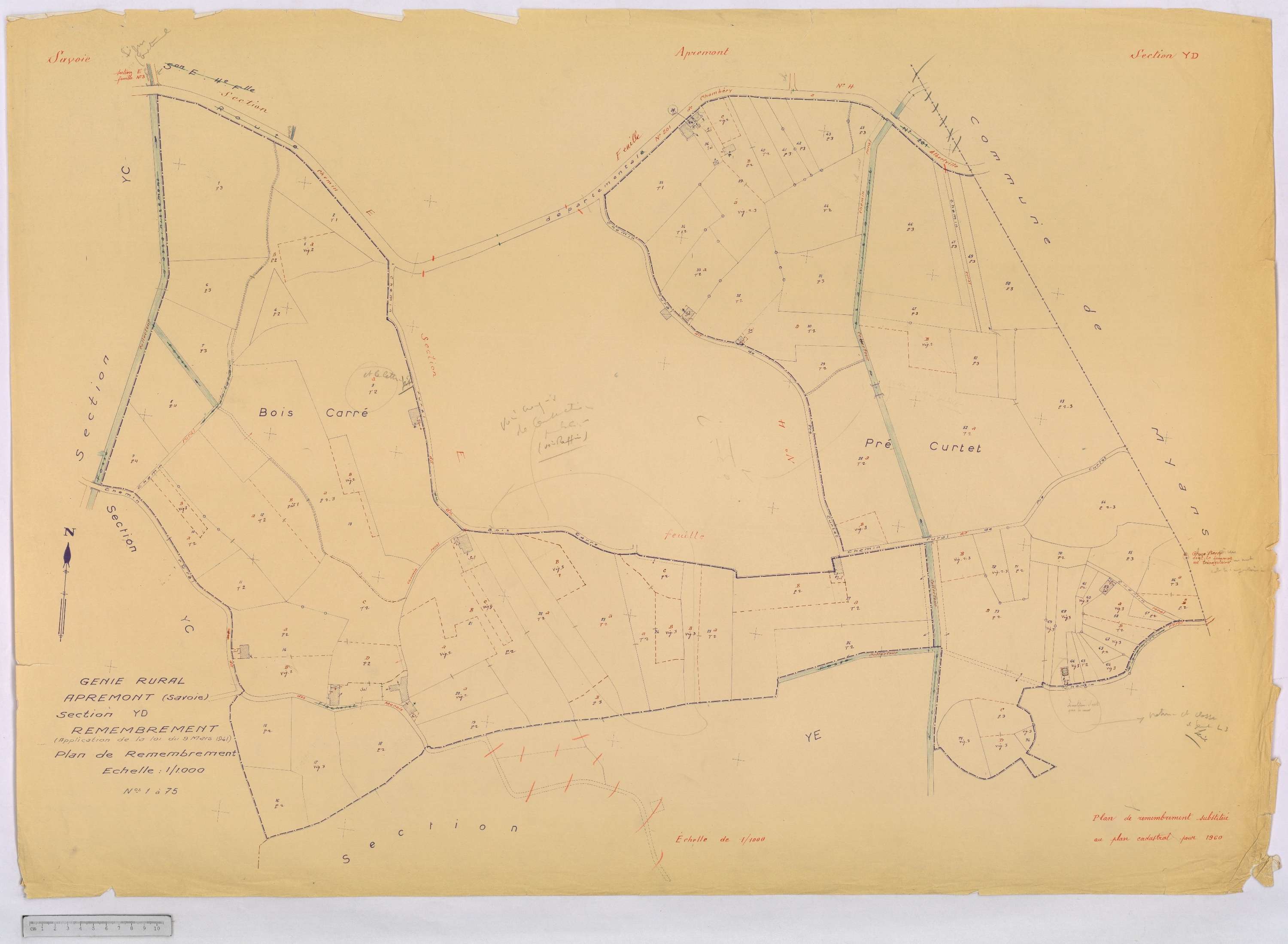 Apremont - Cadastre remembré, version définitive (1960).