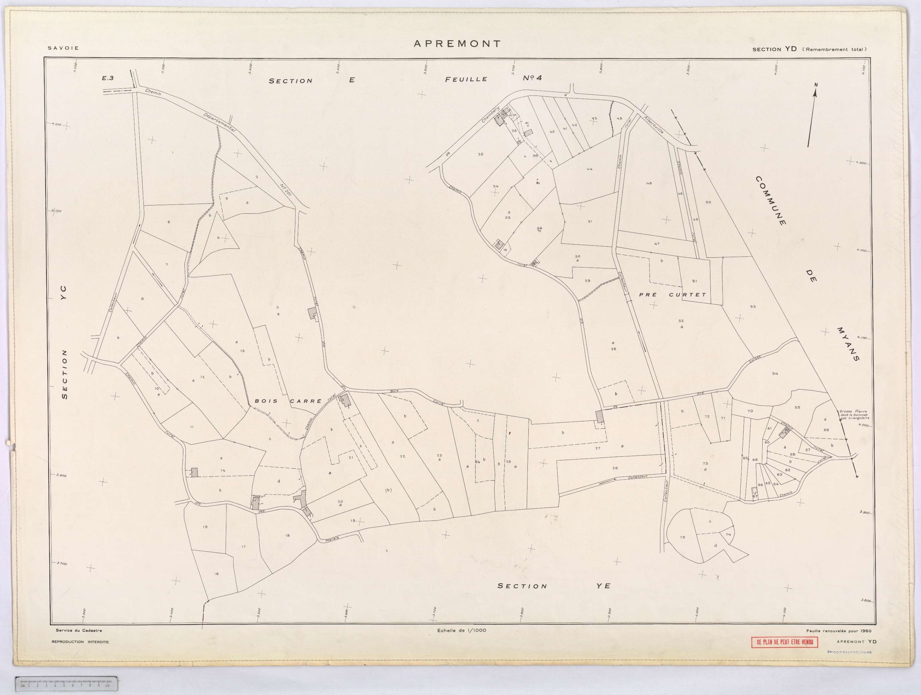 Apremont - Cadastre remembré, version définitive (1960).